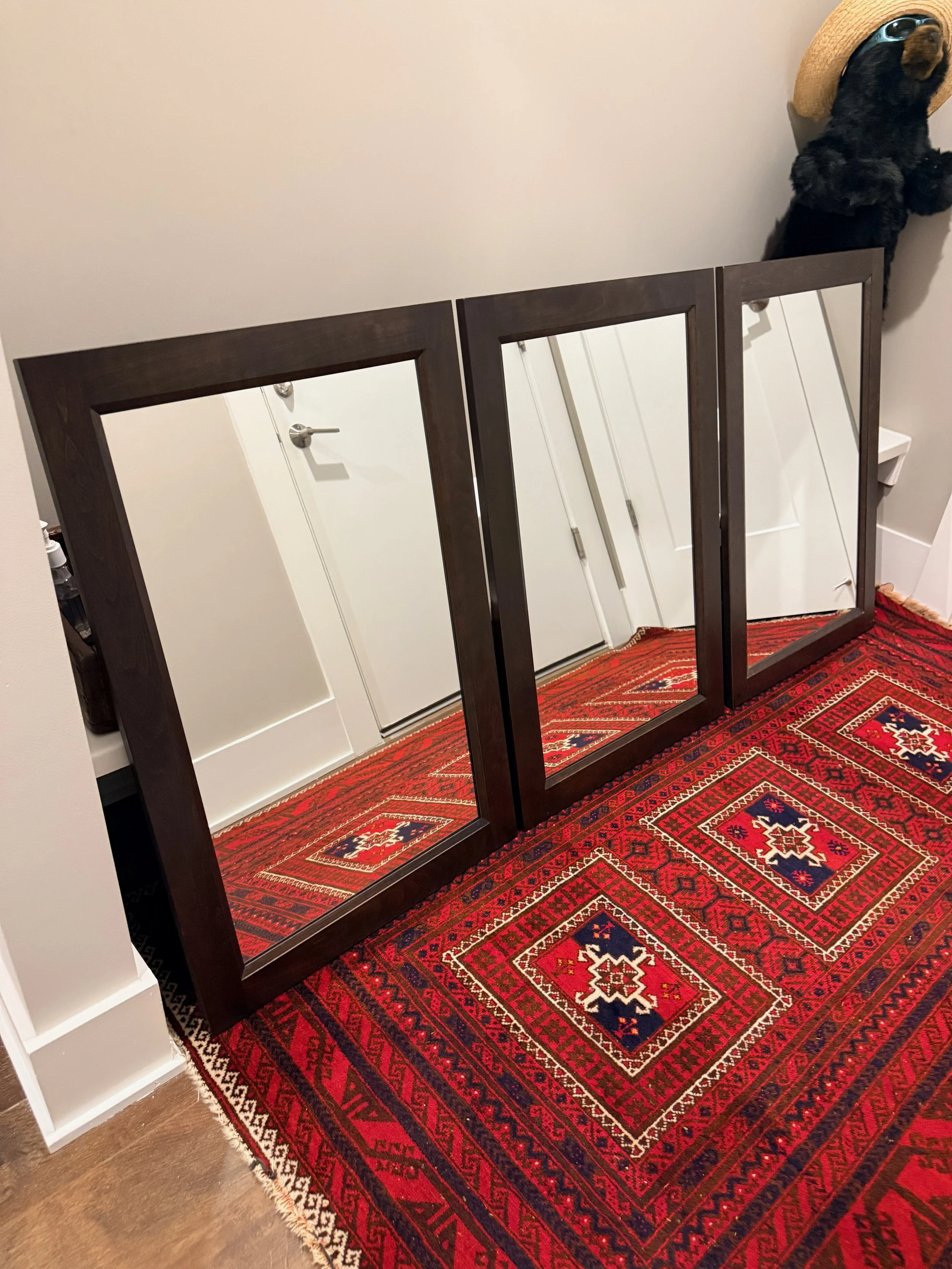 Set of 3 Wood Frame Mirrors