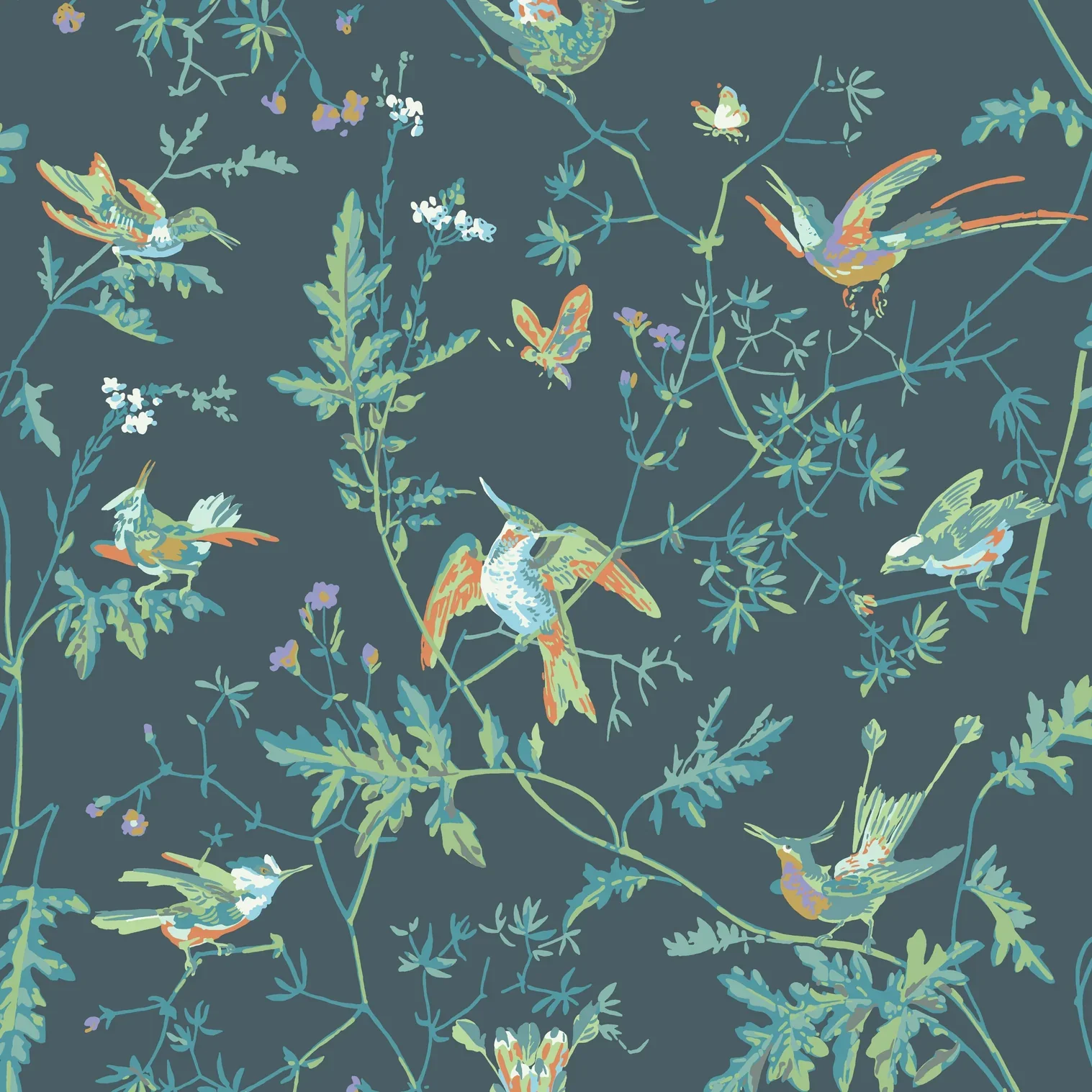 Set of 3 Rolls of Cole & Son Hummingbird in Viridian