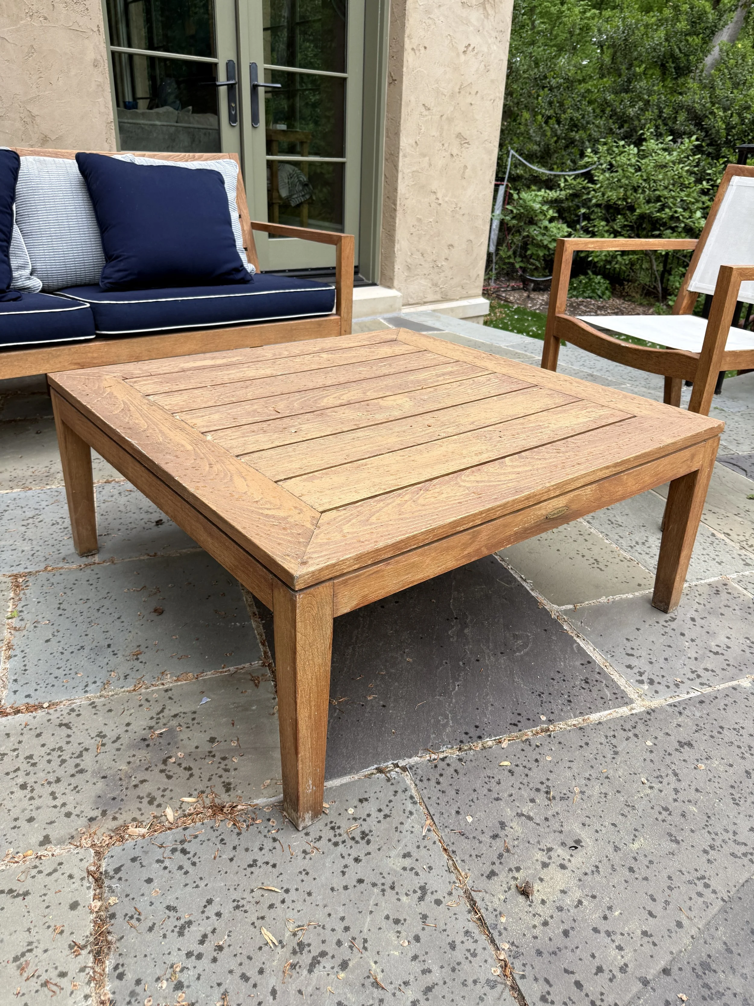 Crate and Barrel Square Teak Coffee Table