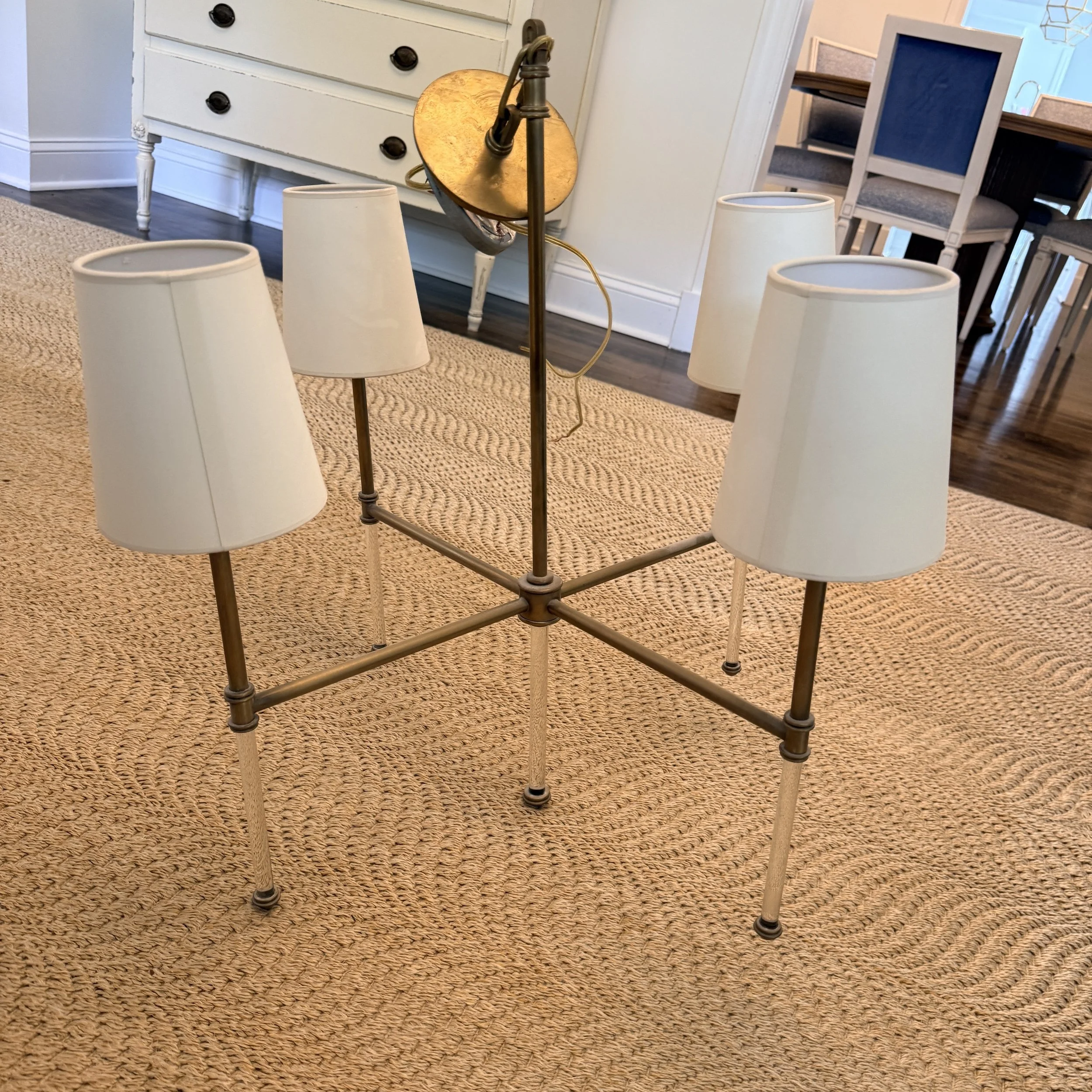 Visual Comfort 4 Arm Aged Brass & Lucite Chandelier