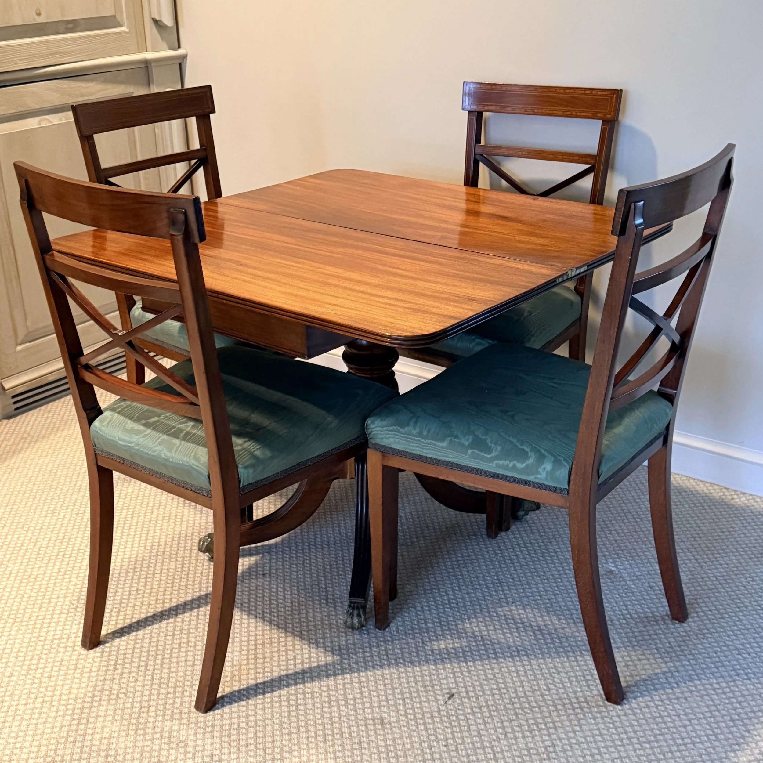 Early 1900s Flip Top Game Table & Chairs