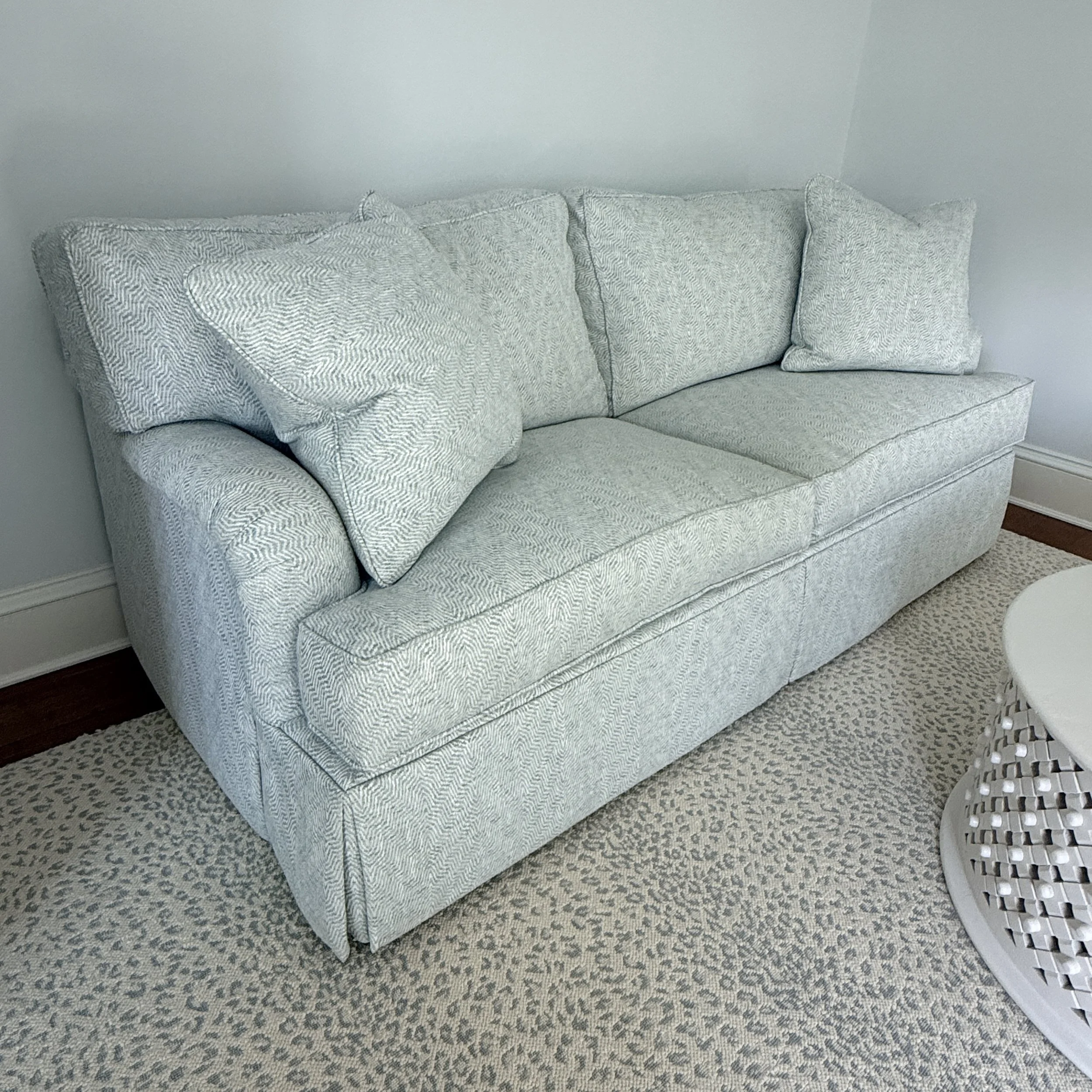 Skirted Powder Blue Sleeper Sofa