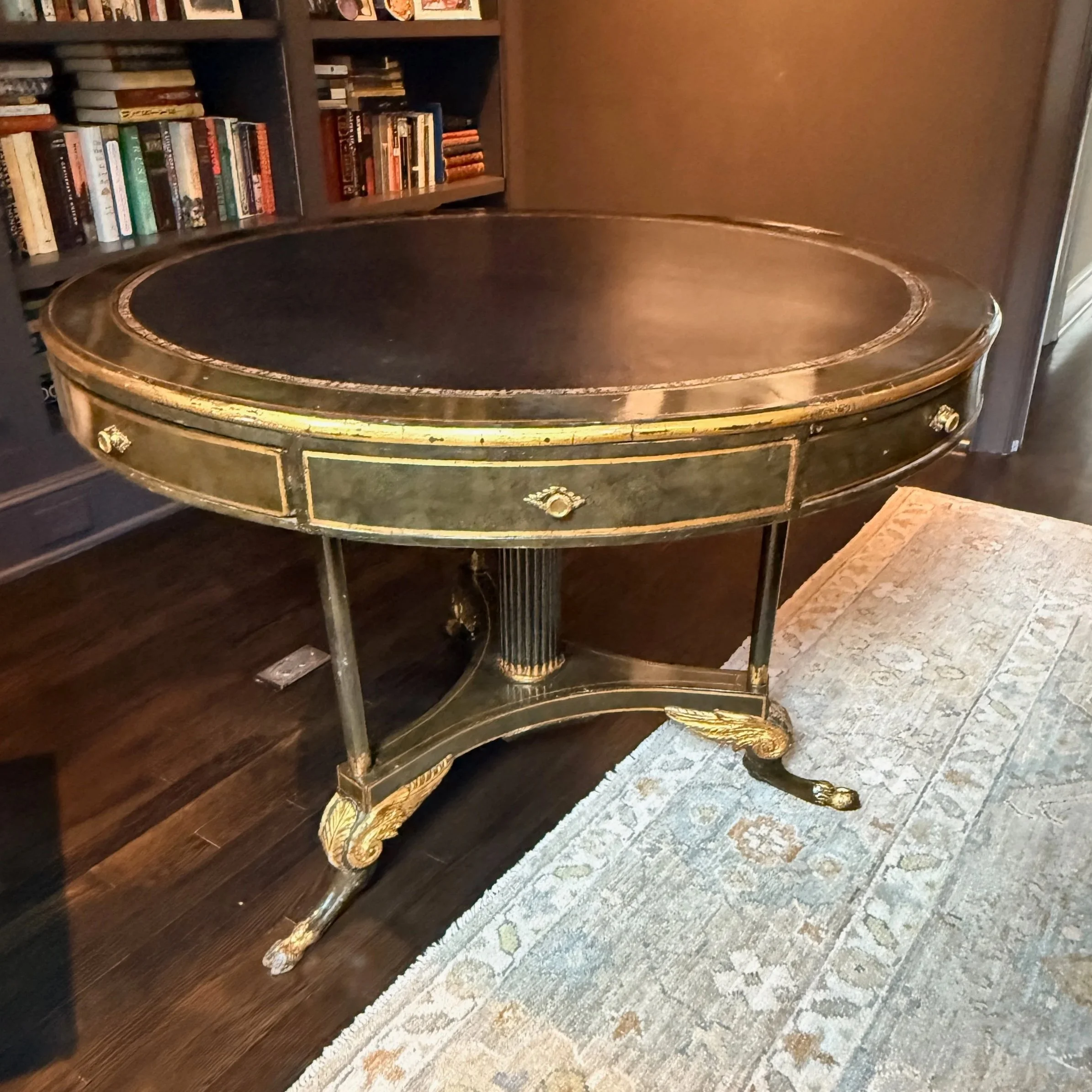 Antique Regency Style Leather Topped Table