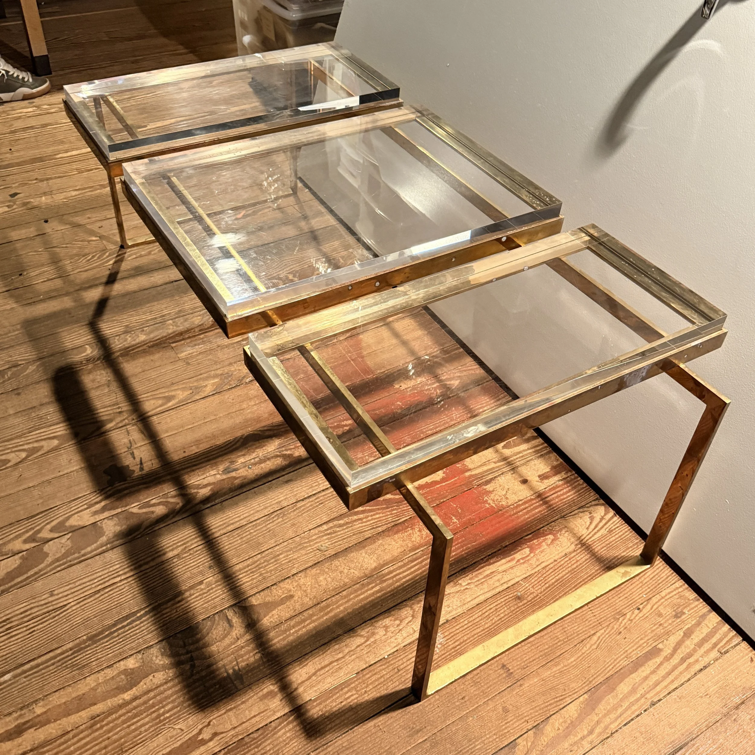 Vintage Brass and Lucite Coffee Table