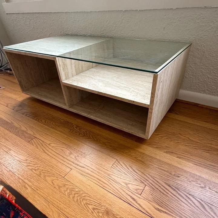 Open Frame Travertine Coffee Table