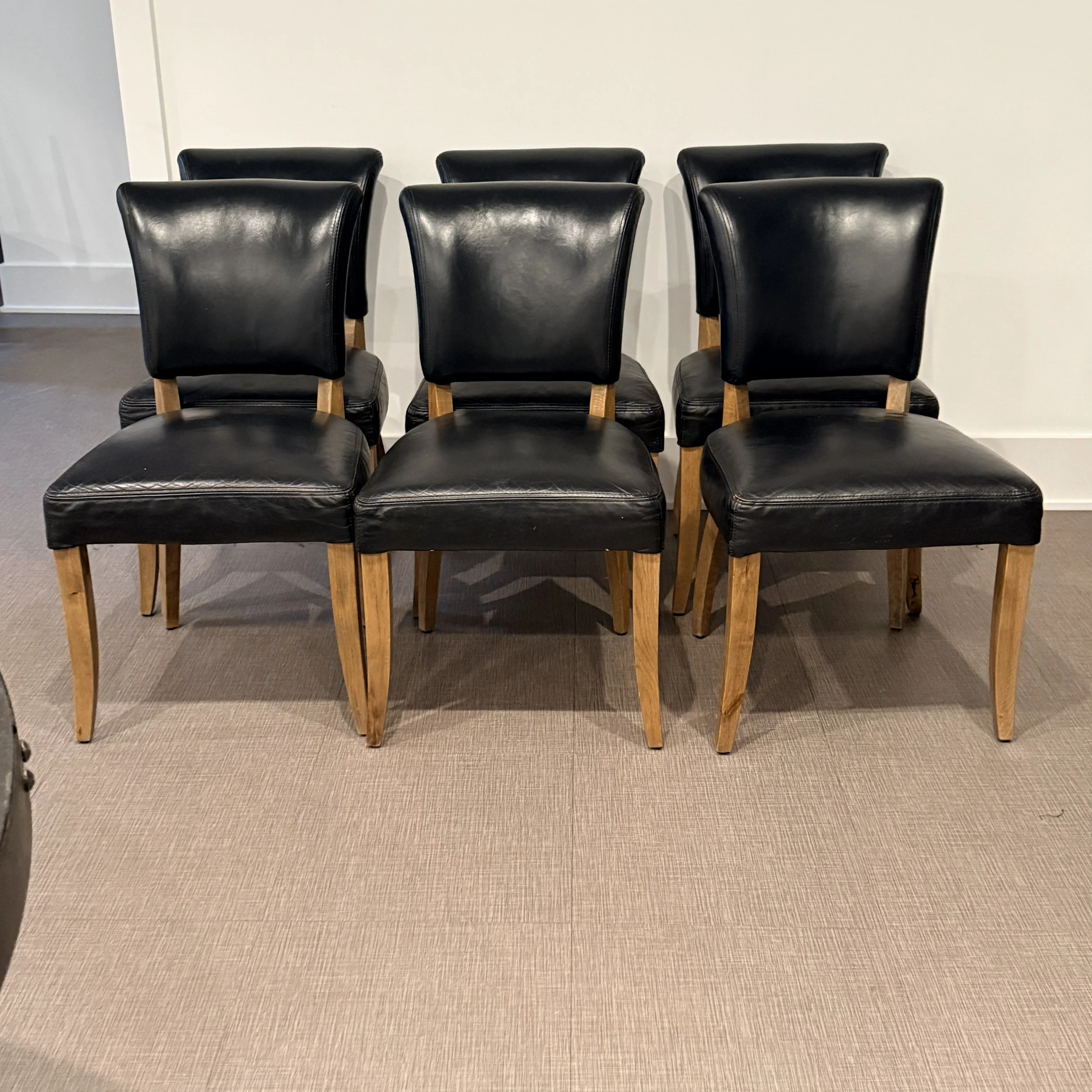 Set of 6 RH Leather Dining Chairs 