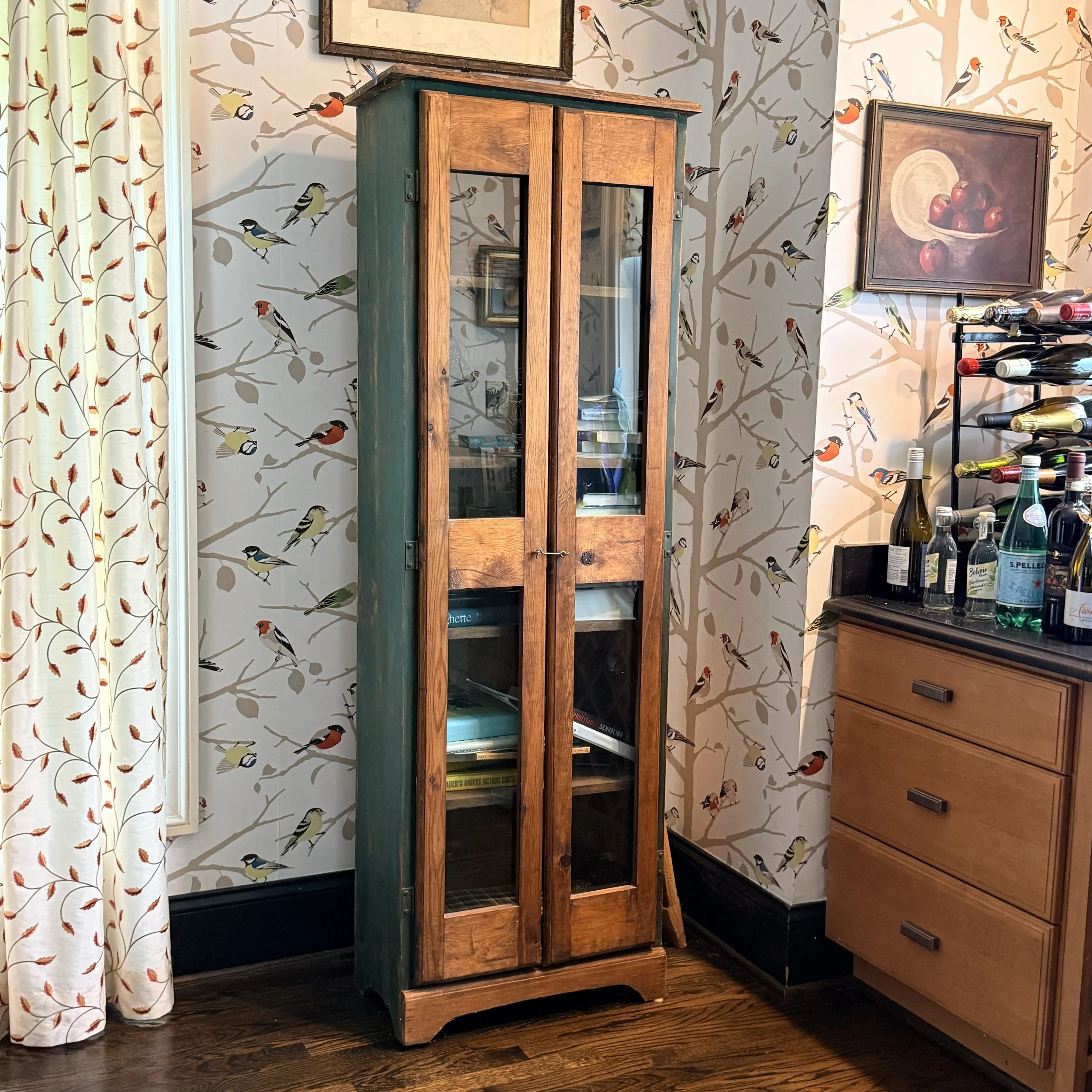 Narrow Glass Front Cabinet