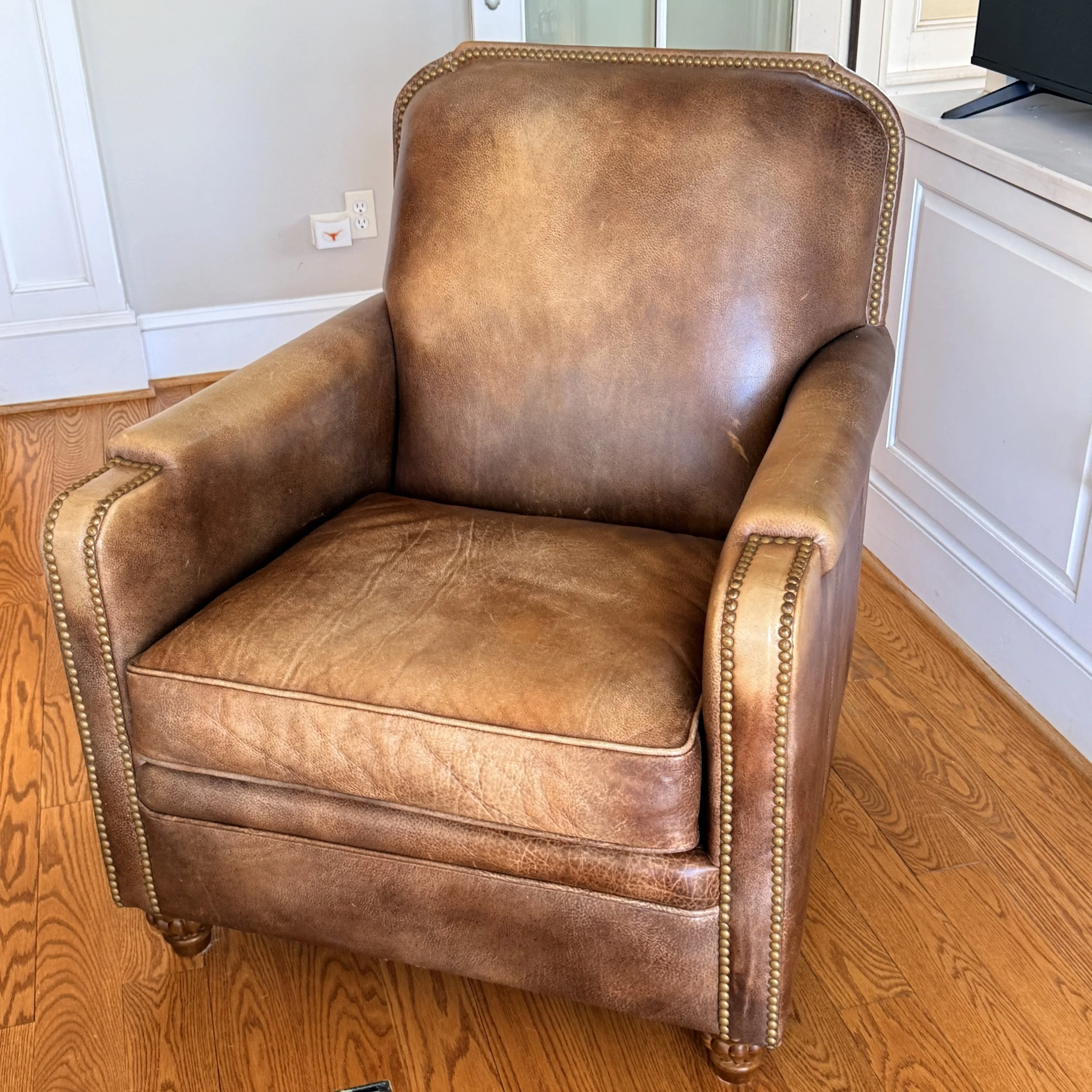 Distressed Leather Club Chair