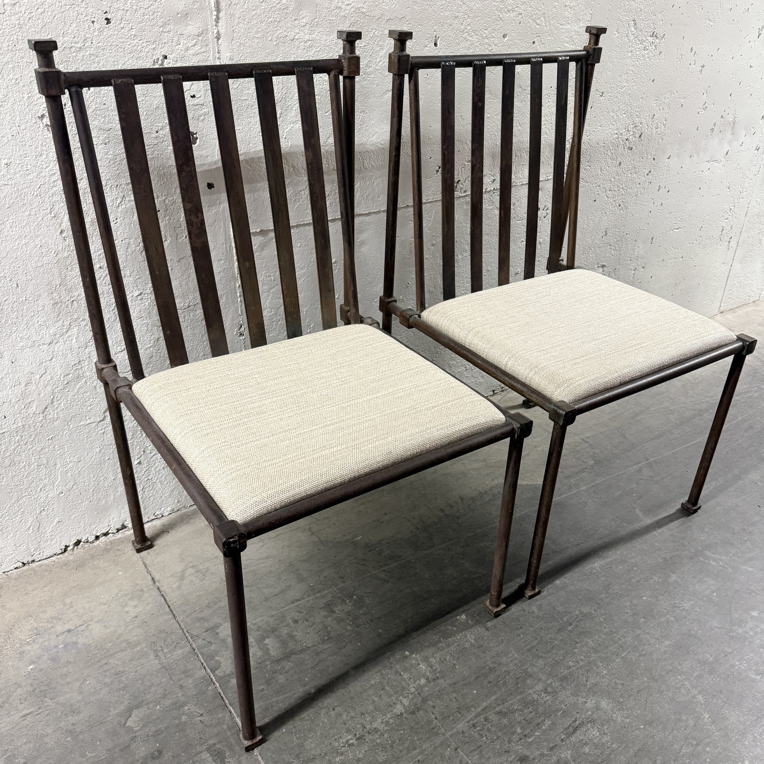 Pair Antique Chairs with Holly Hunt Upholstery