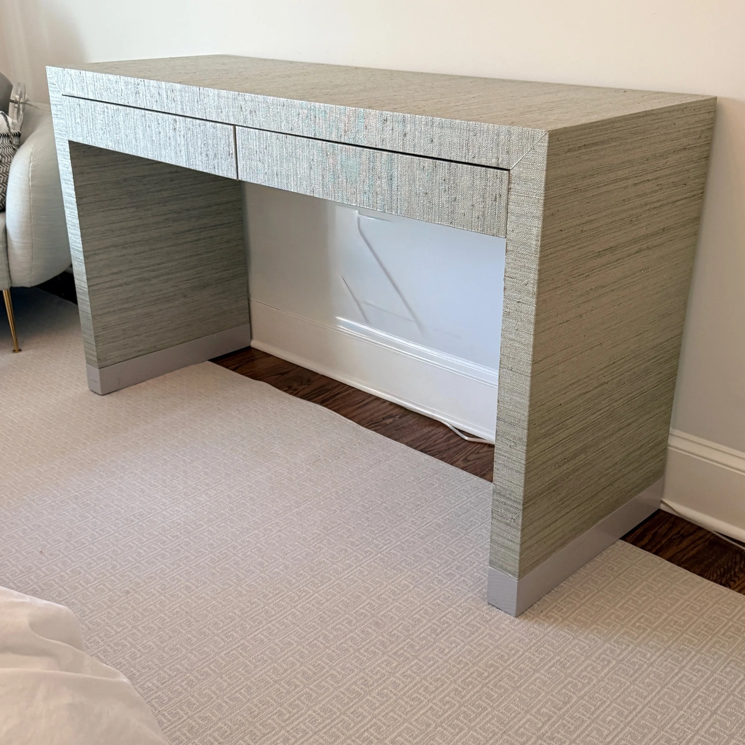 Liven Up Seagrass Wrapped Parsons Table with Two Drawers