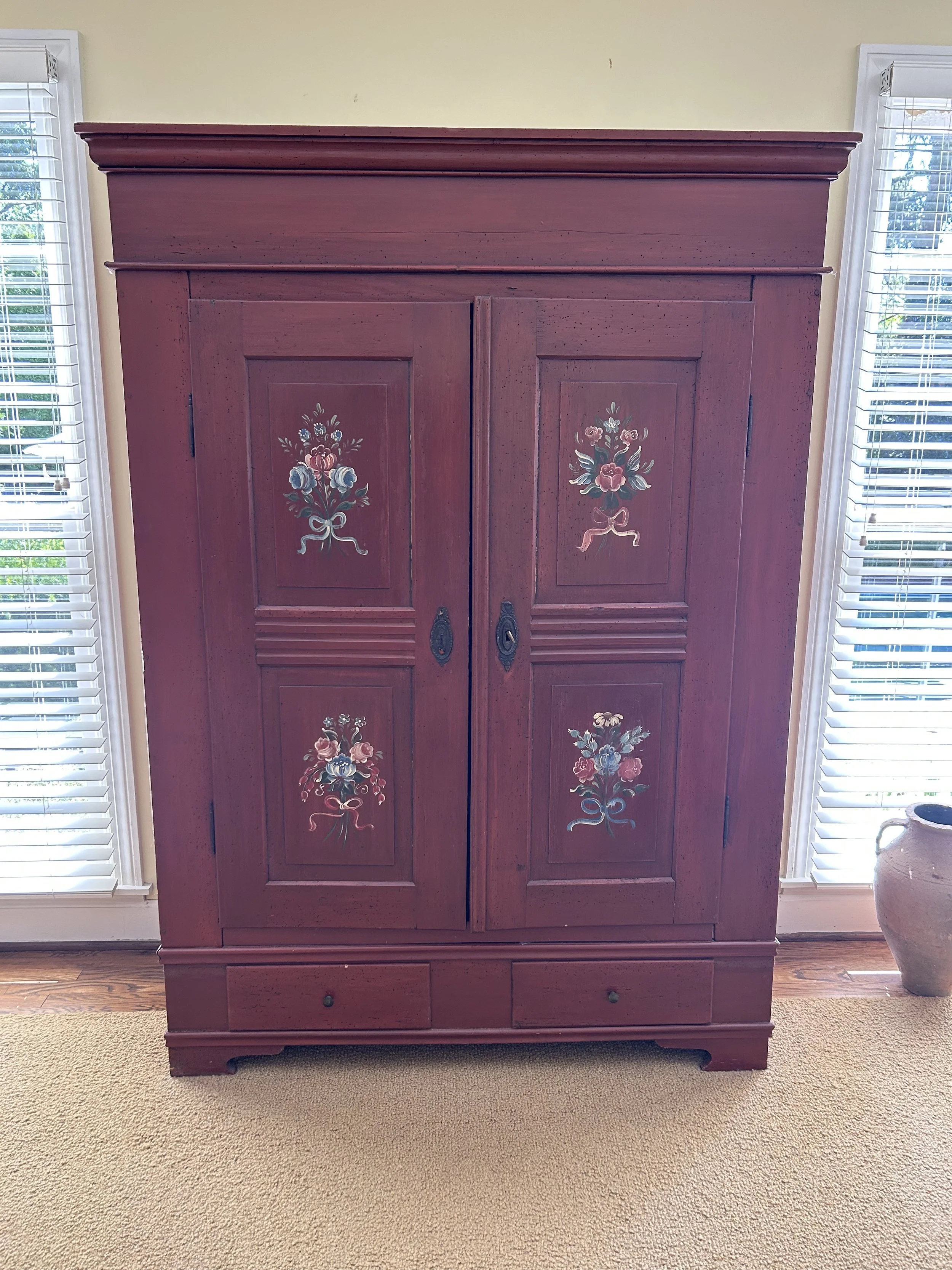Painted Wardrobe with Floral Bouquet Detailing - NASHVILLE