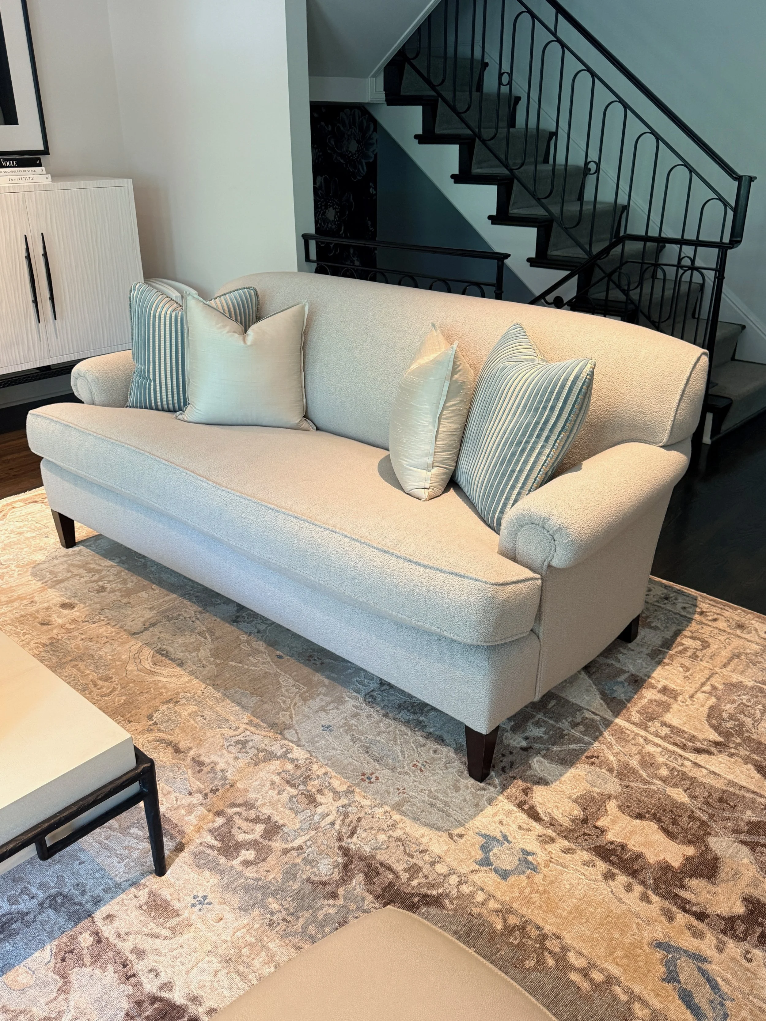 George Smith Standard Arm Signature Sofa in Holland & Sherry Wool Bouclé--2 available