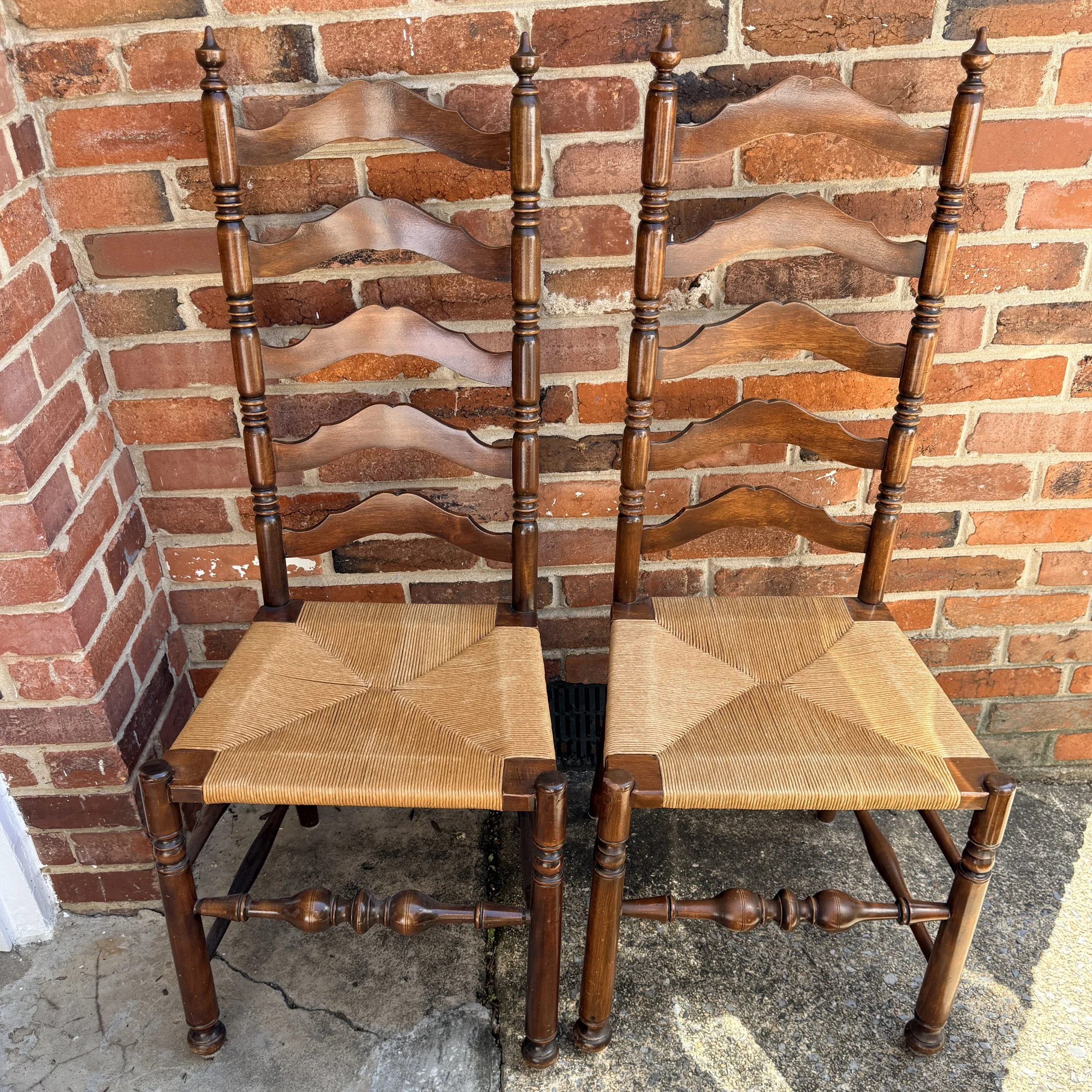 Pair of Mid 19th Century Ladderback and Bobbin Chairs