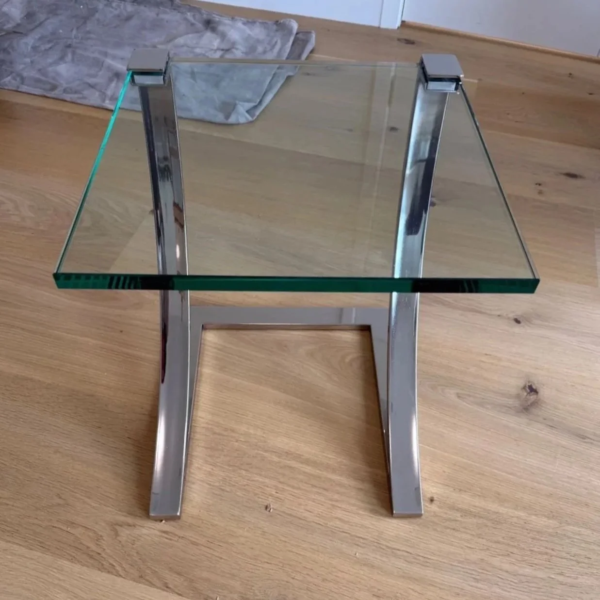 Chrome and Floating Glass Side Table - NASHVILLE