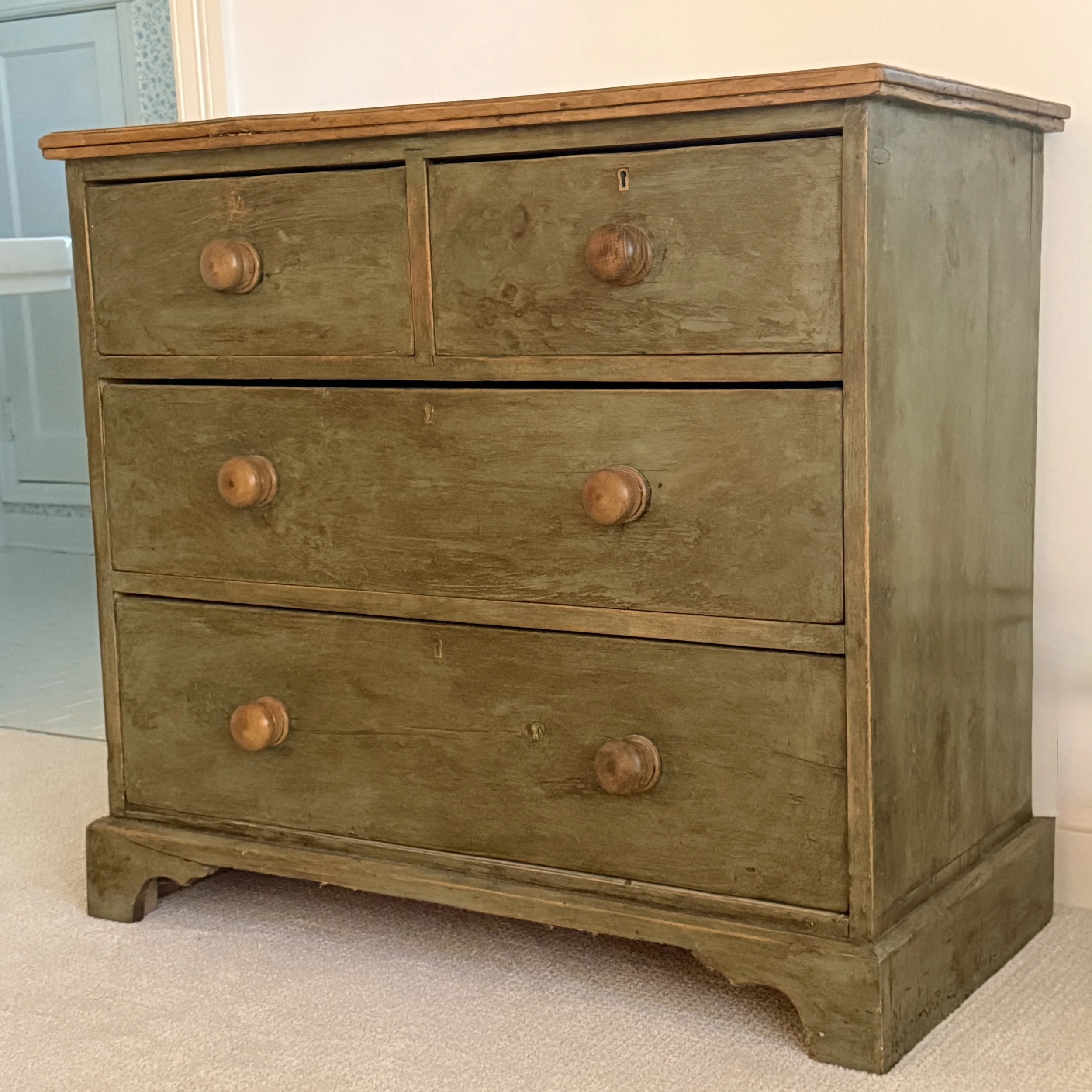 Green Stained Pine Chest