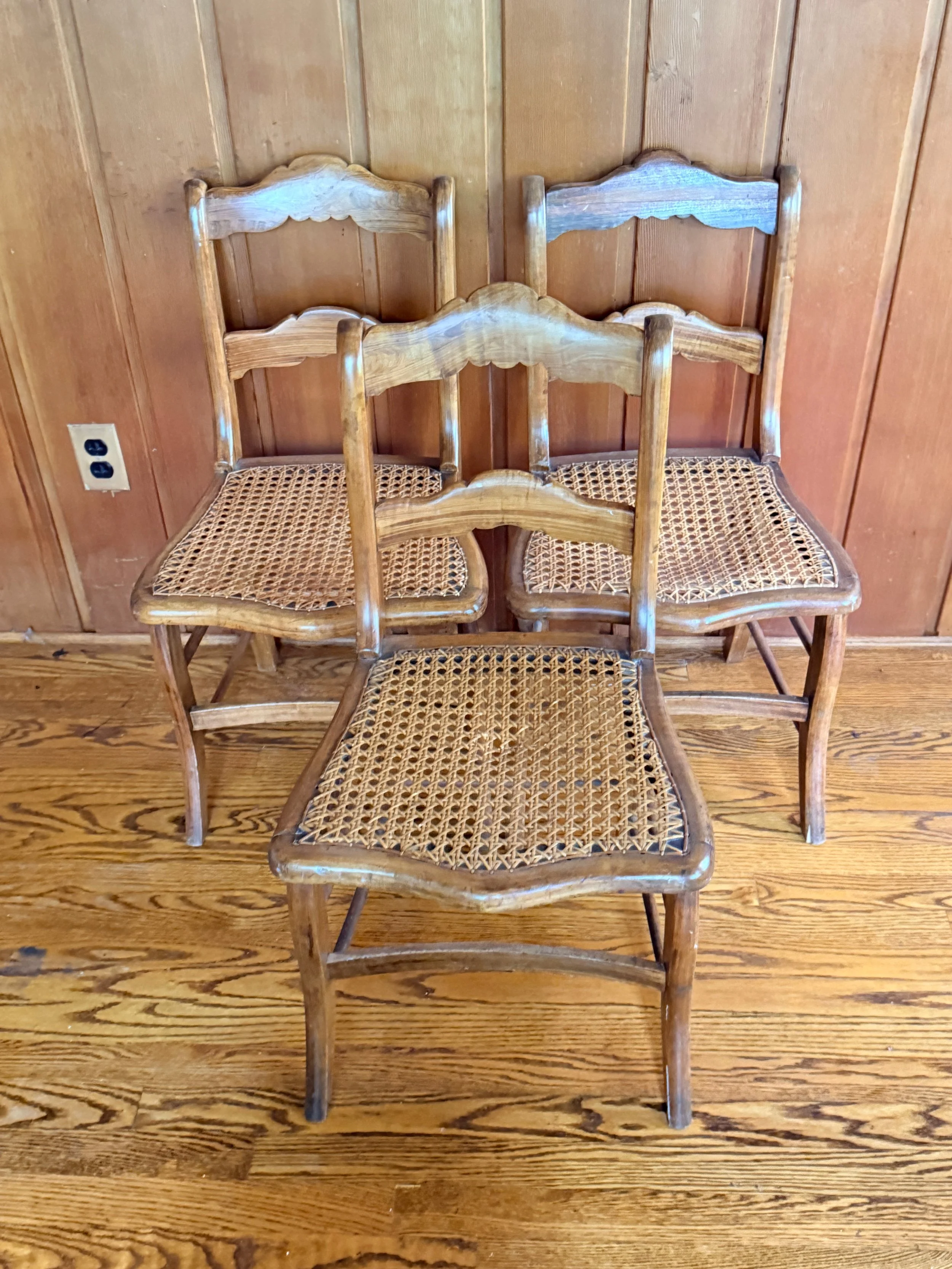 Petite Antique Hand Caned Chairs