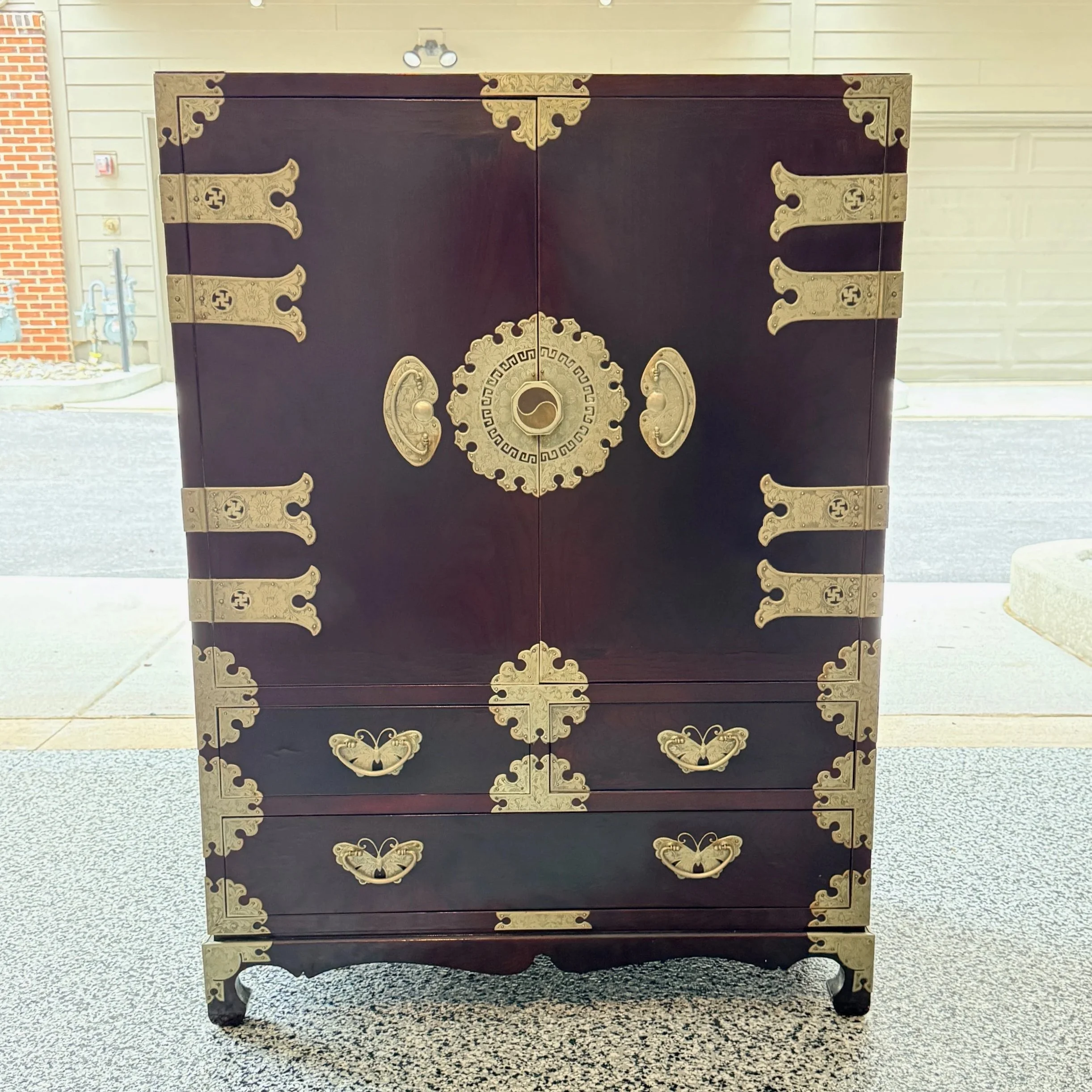 Antique Korean Bandaji Cabinet with Butterfly Drawer Pulls