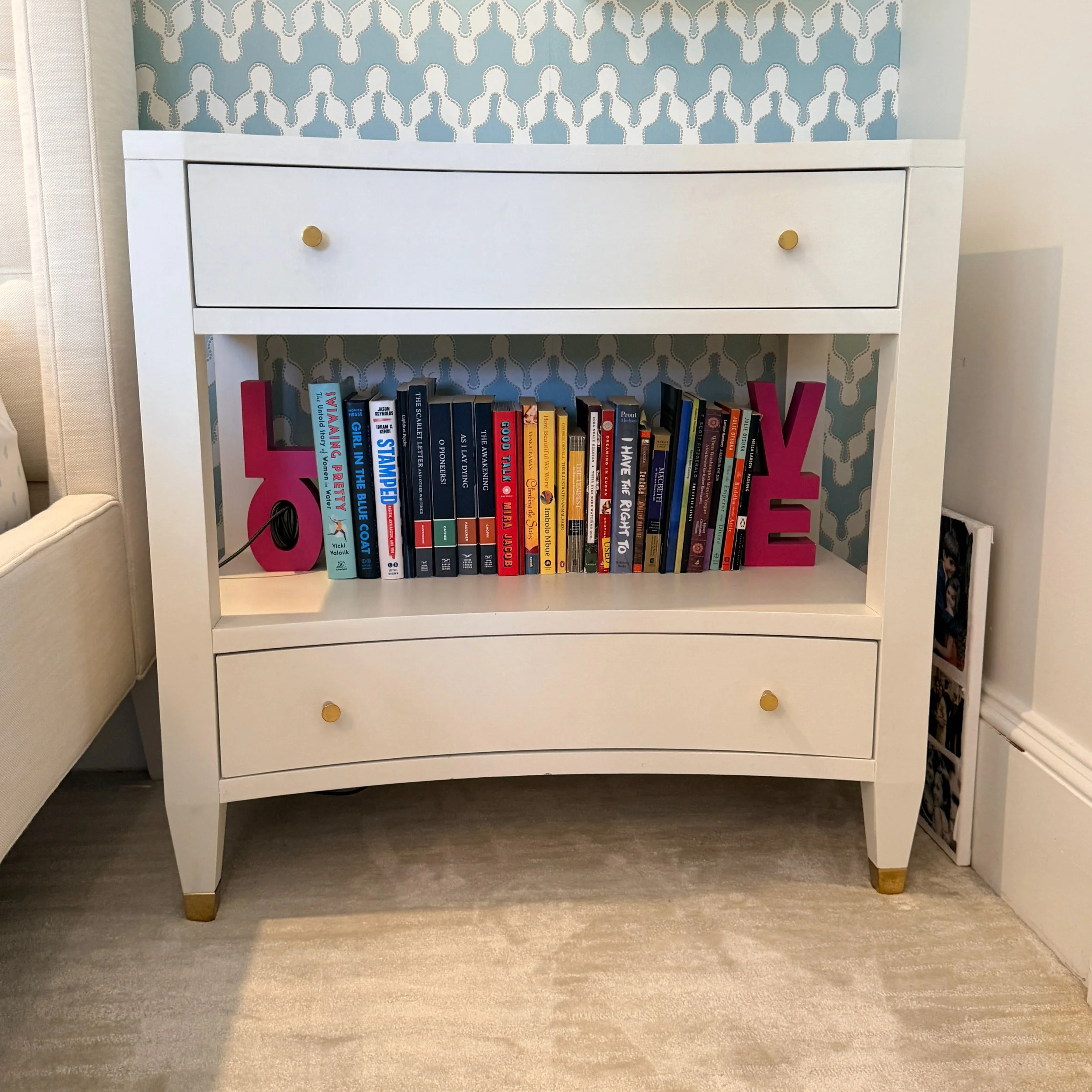 Modern History Concave Two Drawer Nightstand; 2 available