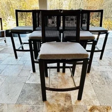 Set of 7 Brown Jordan Outdoor Bar Stools - RICHMOND