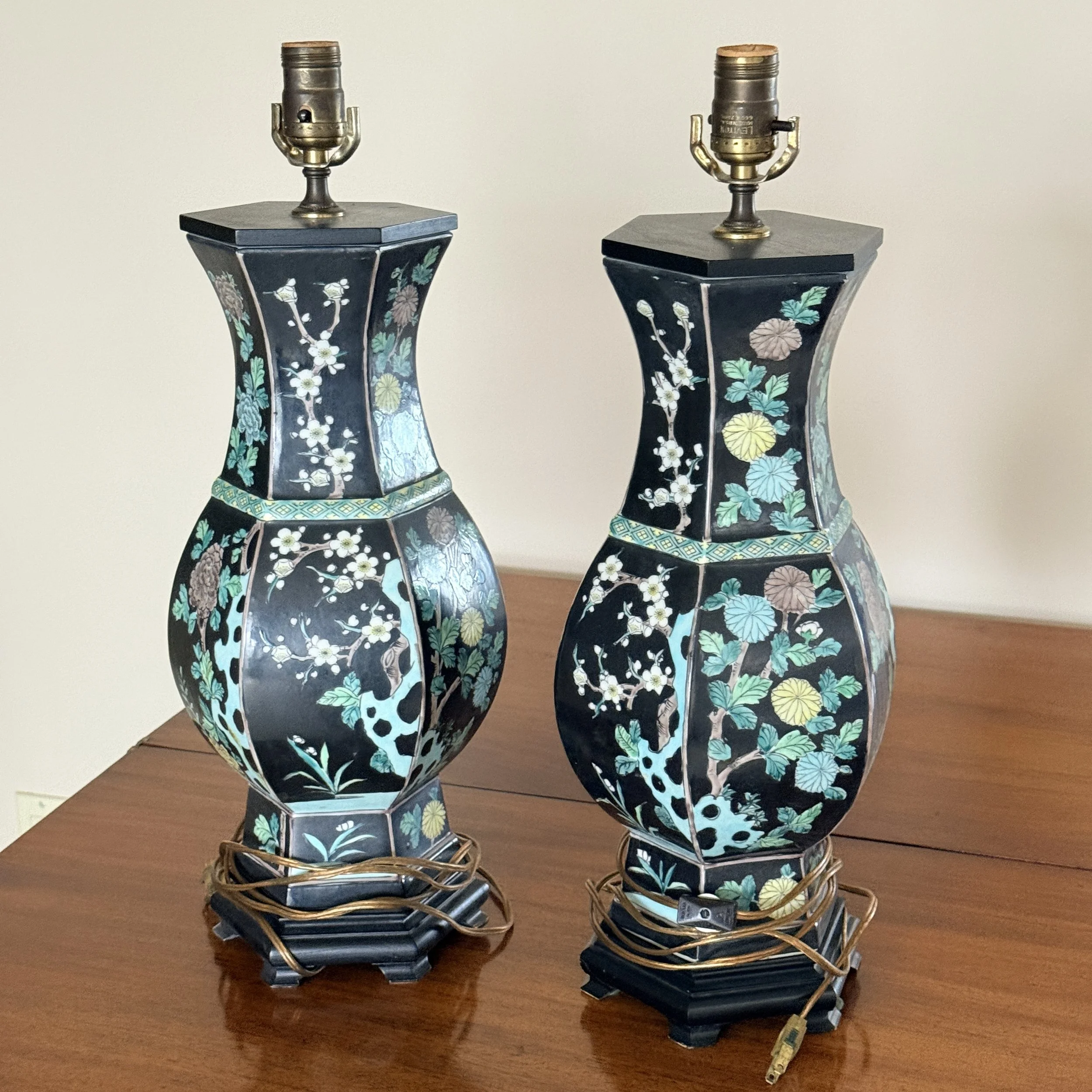 Pair of Black Vase Lamps