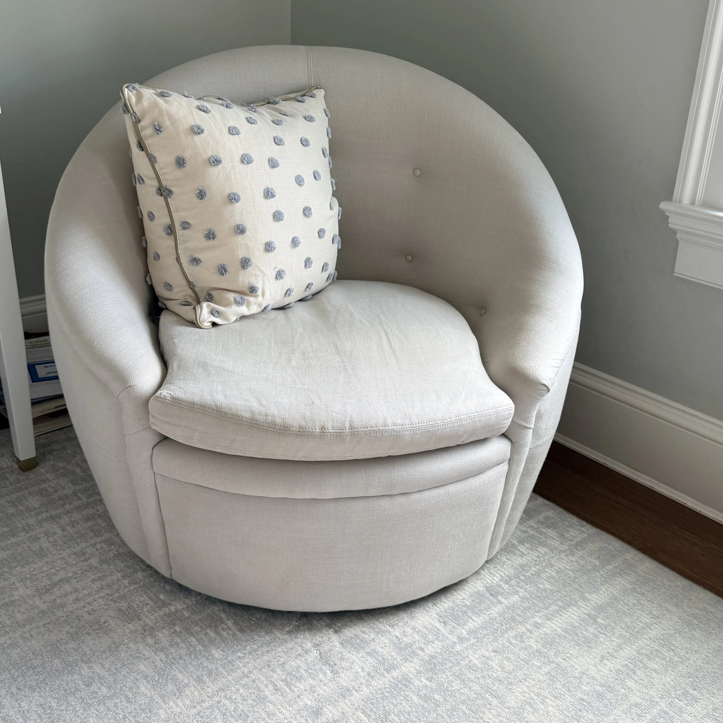RH Linen Swivel Chair
