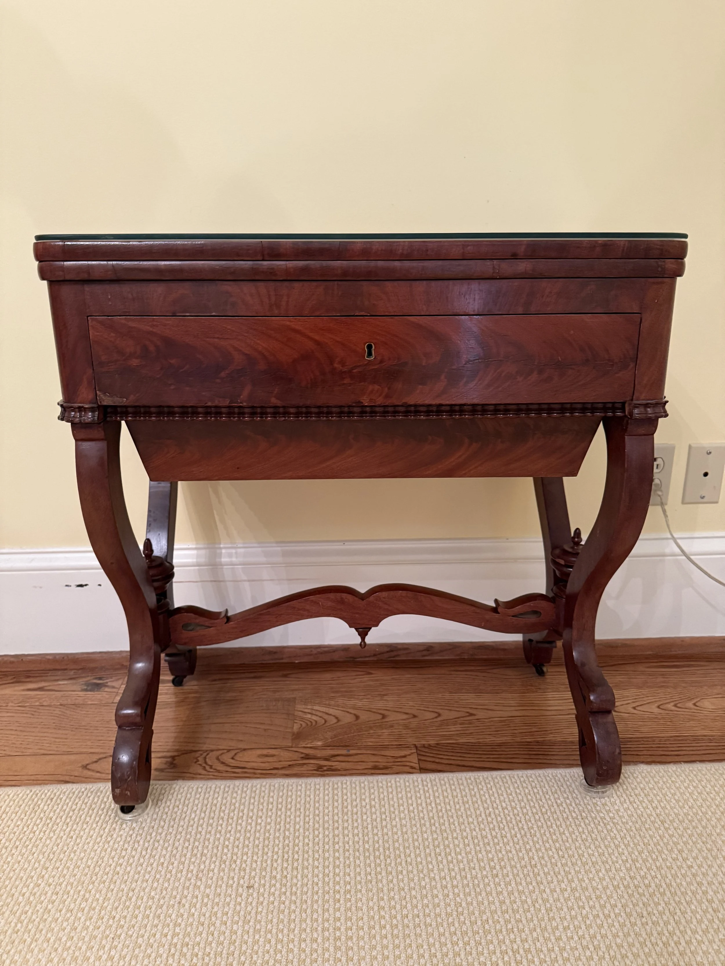 Antique Sewing Table with Glass Top - NASHVILLE