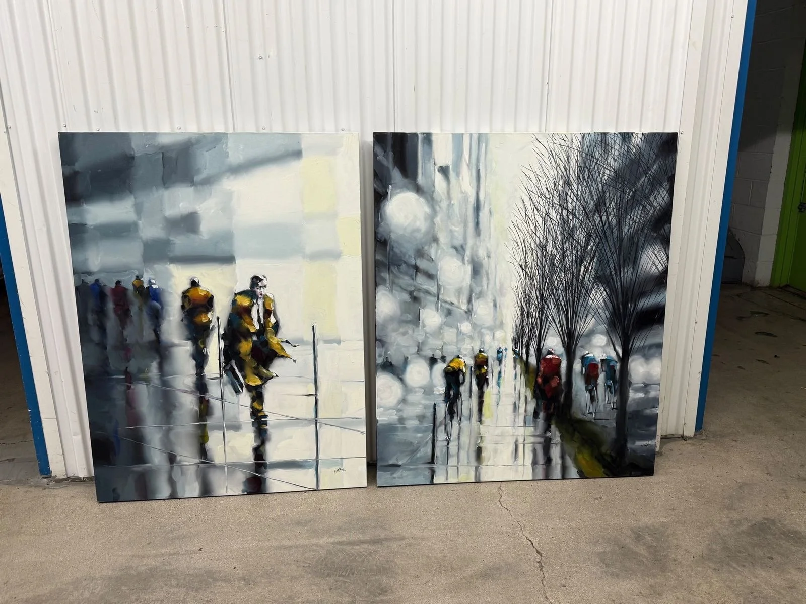 Pair of “Commuter Series” Paintings by Harold Braul - NASHVILLE