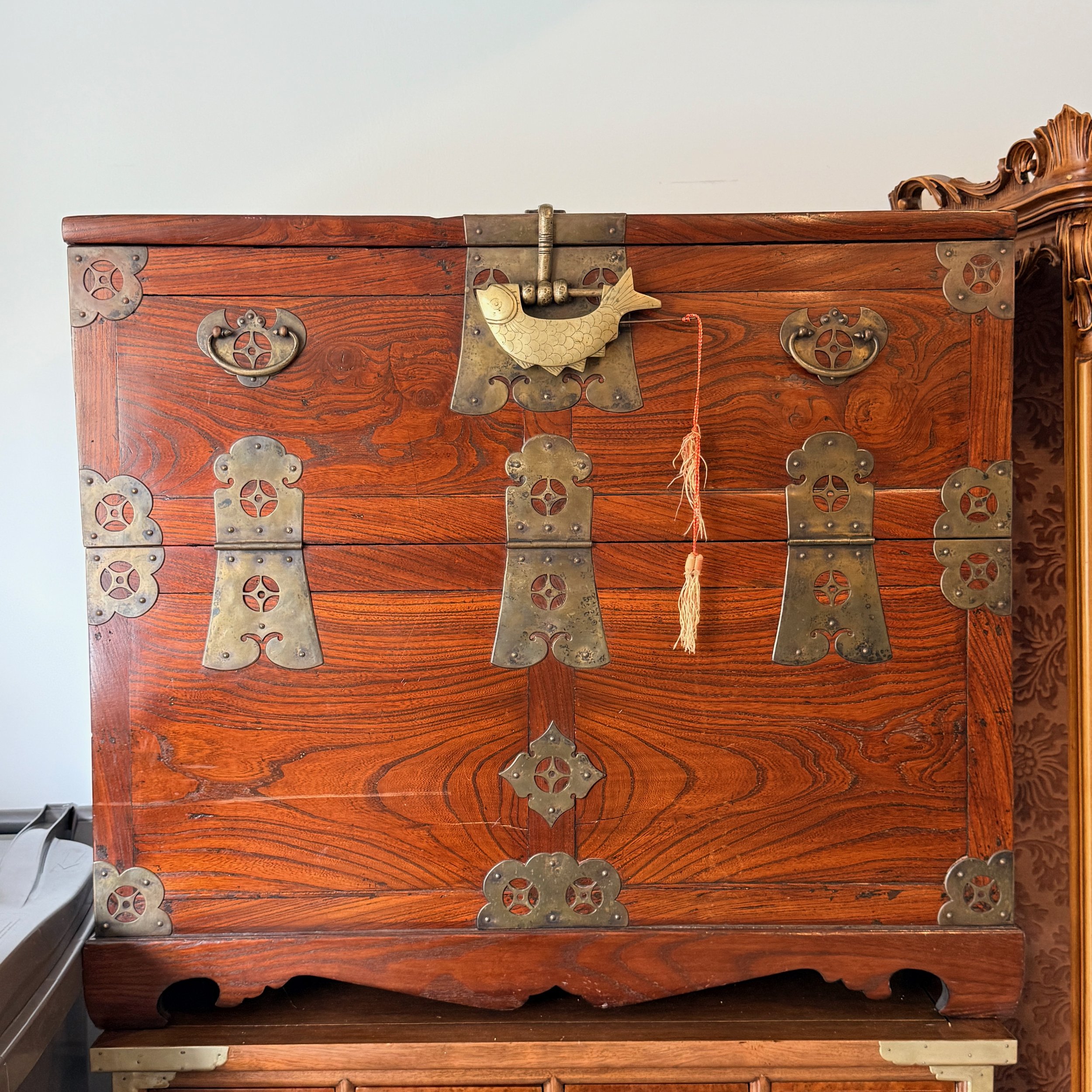 Antique Korean Wedding Chest with Fish Lock