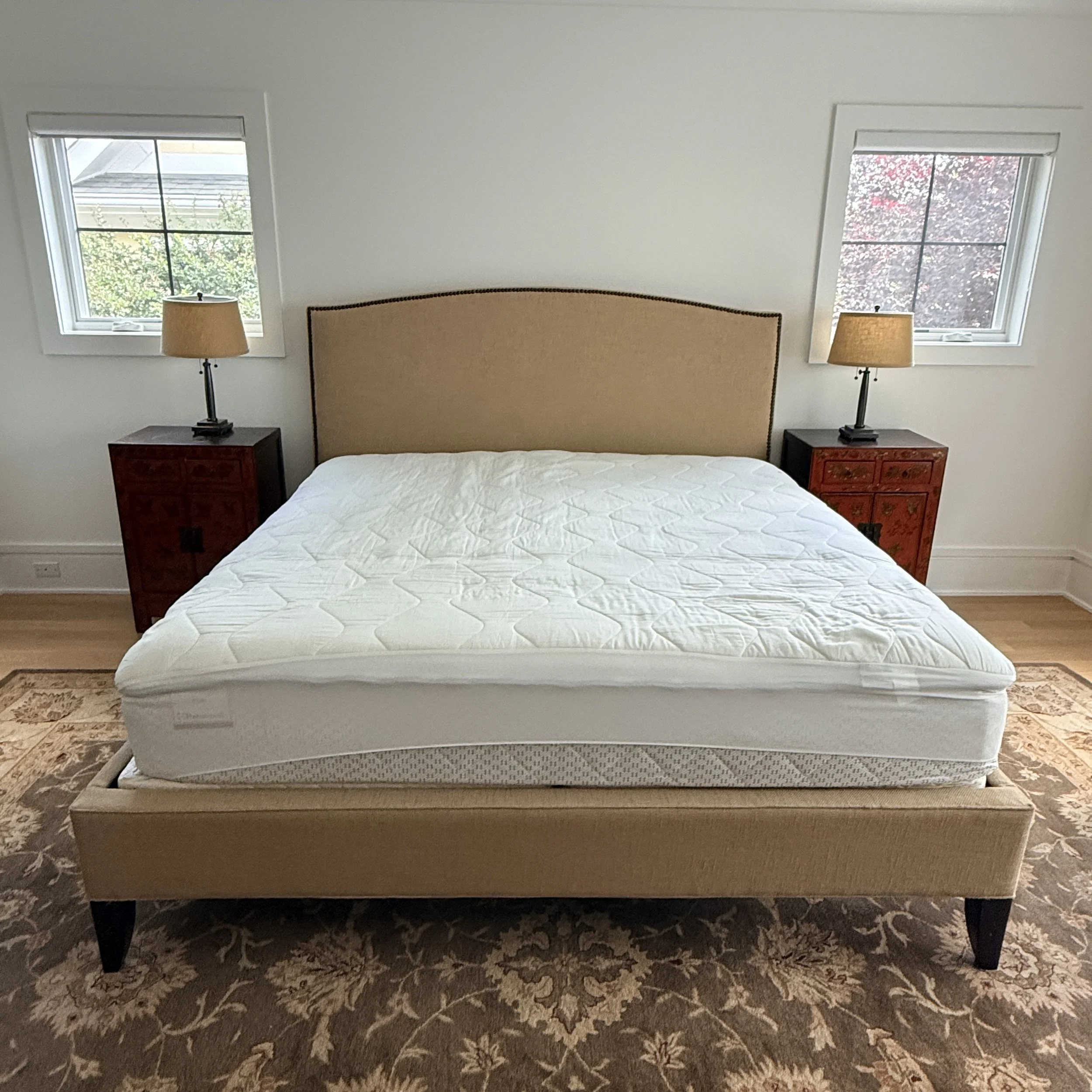 Upholstered King Bed with Nailhead Trim