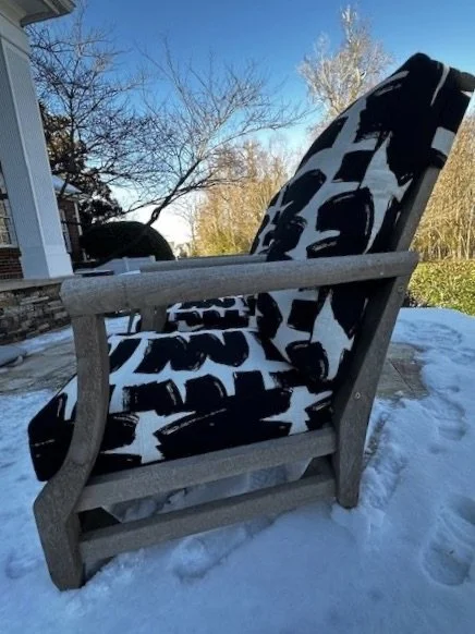 Teak Arm Chairs with Bold Fabric- 2 available - RICHMOND