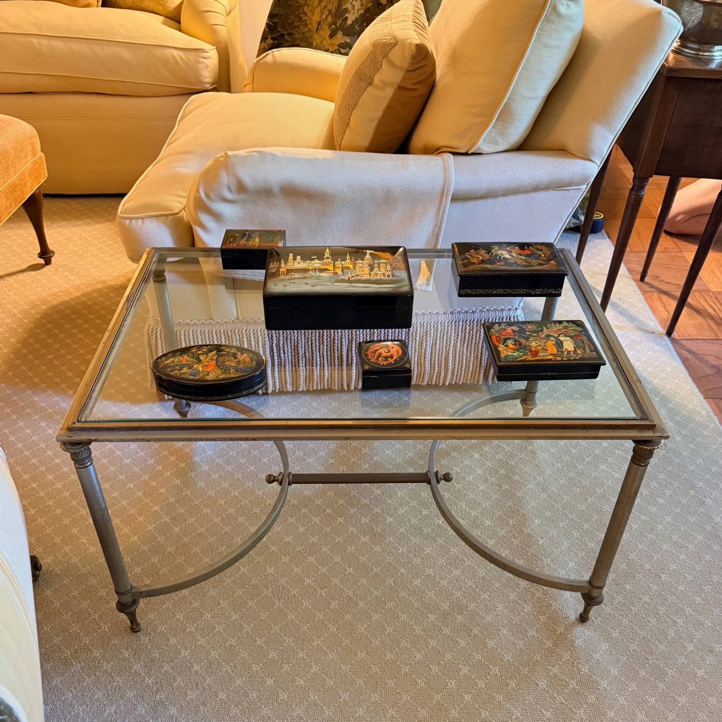 Vintage Brass & Glass Coffee Table 