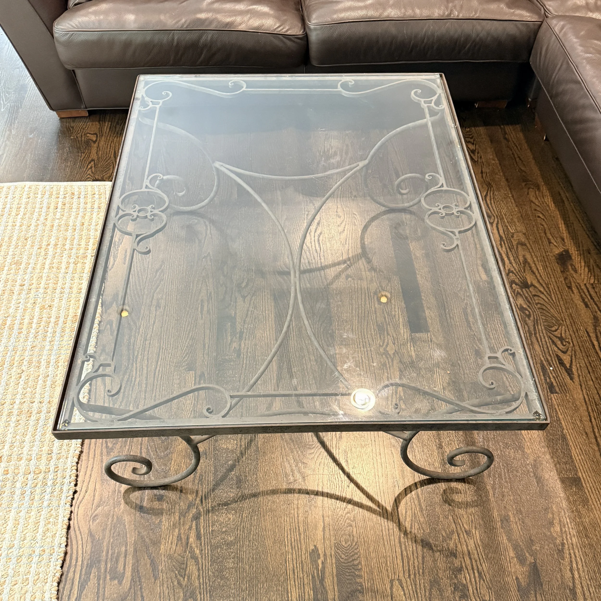 Scrolled Wrought Iron & Glass Coffee Table