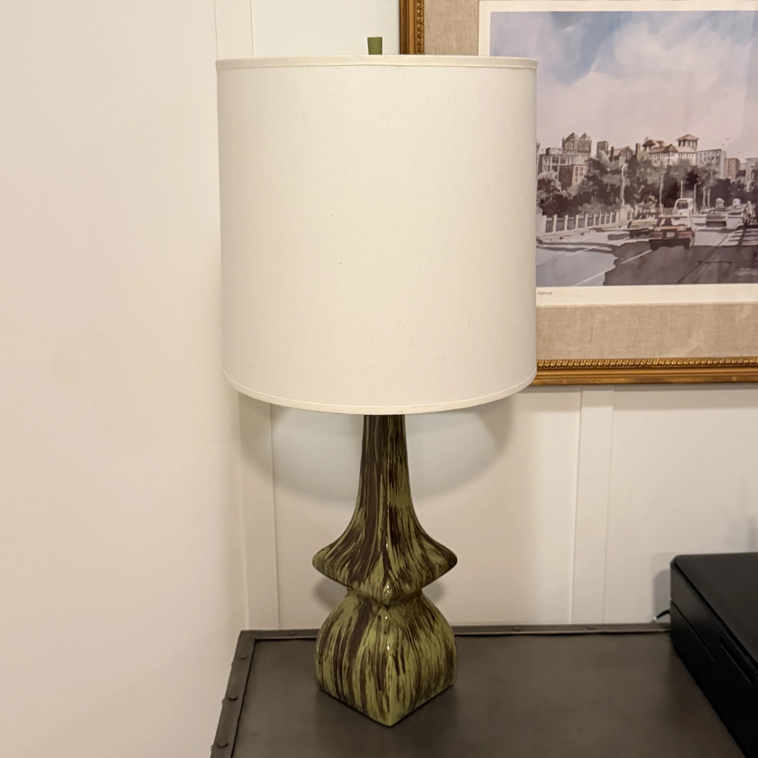 Tall Green Sculptural Table Lamp