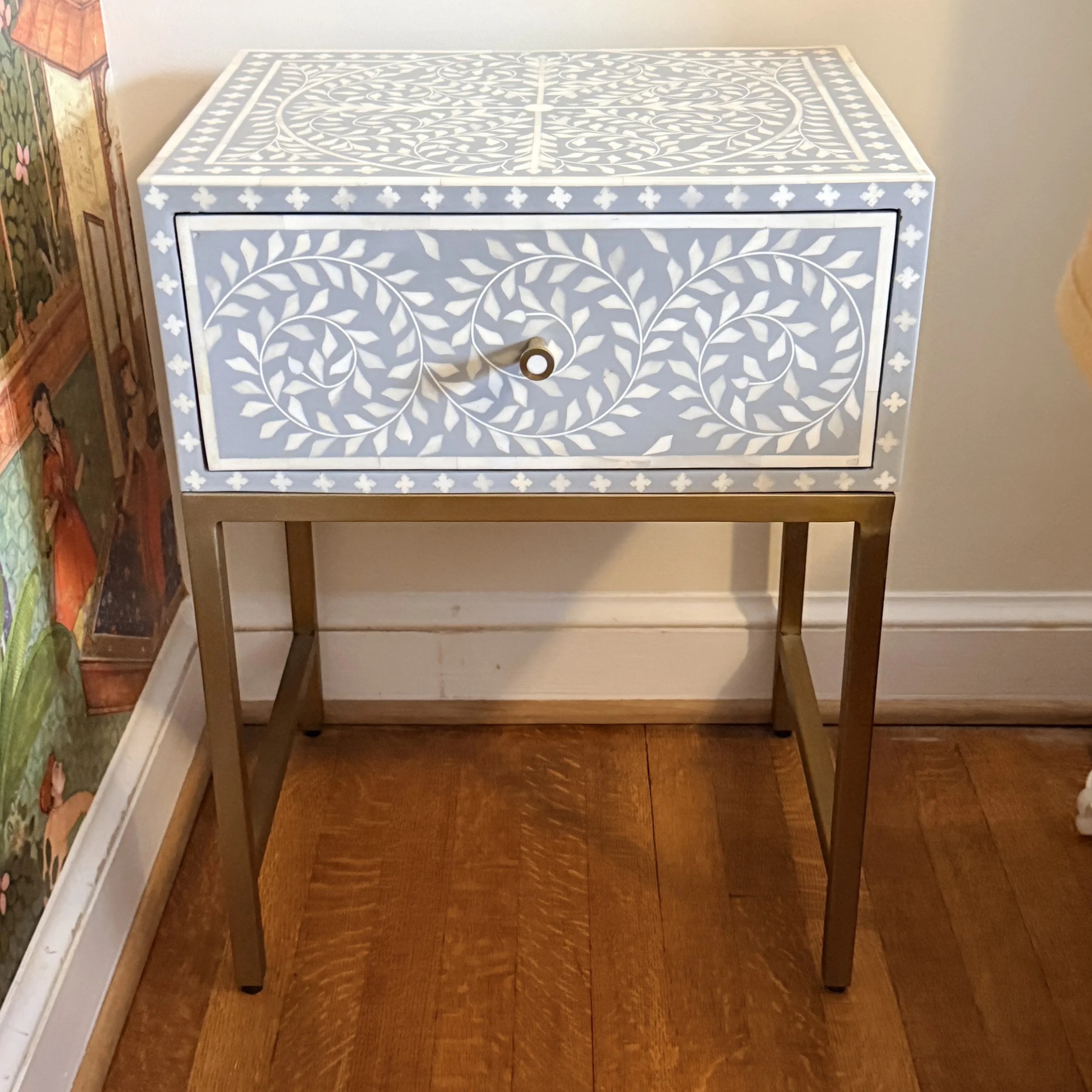 Anthropologie Scroll Vine Inlay Nightstand 