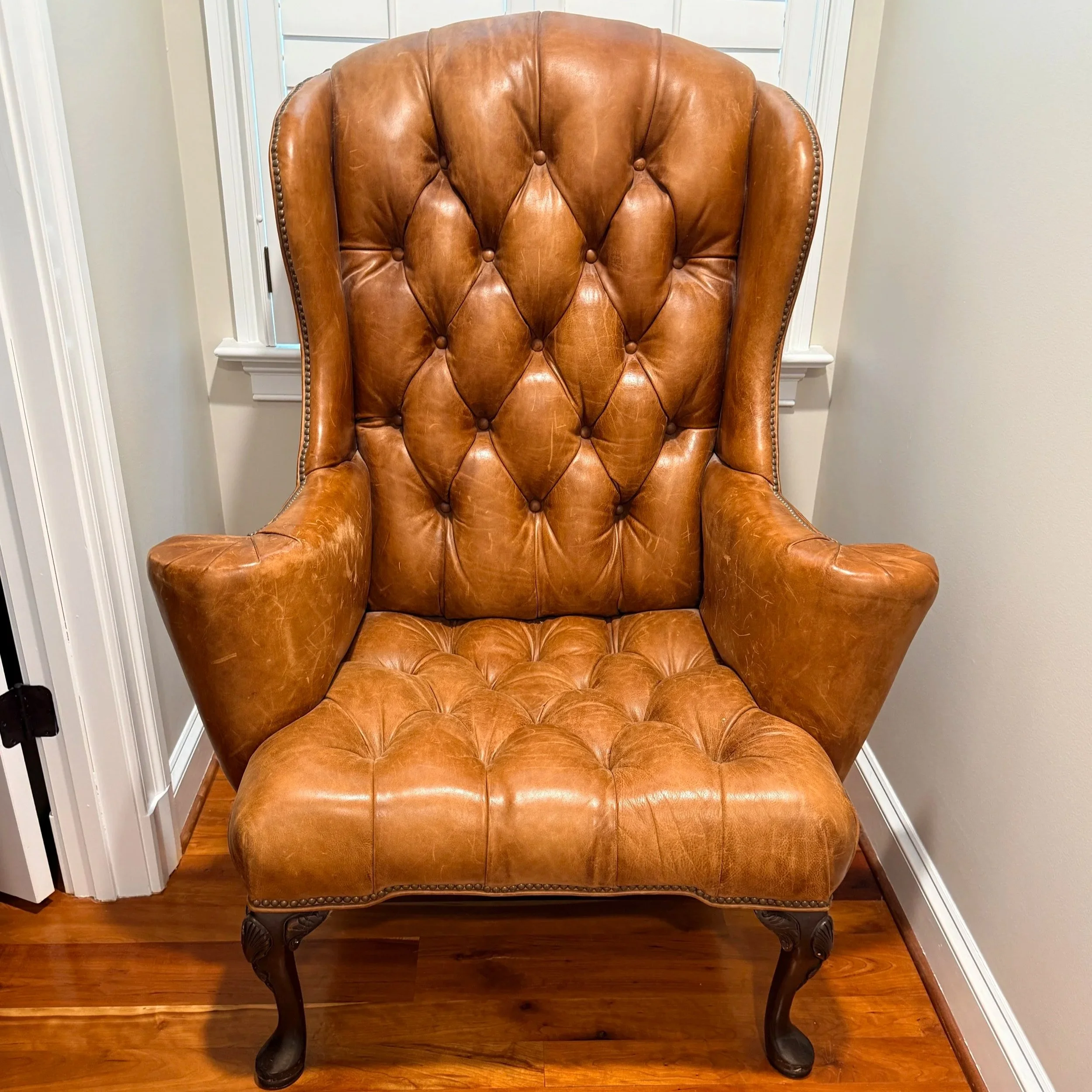 Antique Georgian Leather Wing Chair