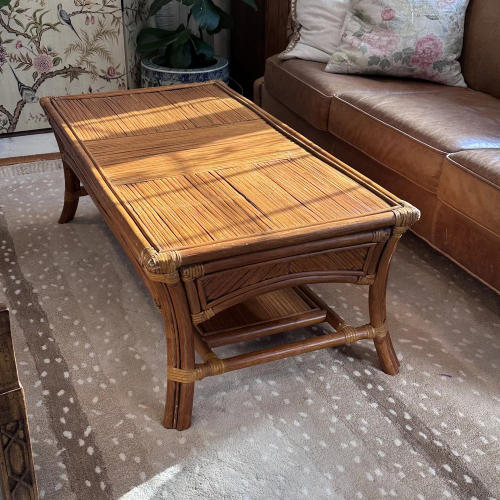 Old Rattan Coffee Table