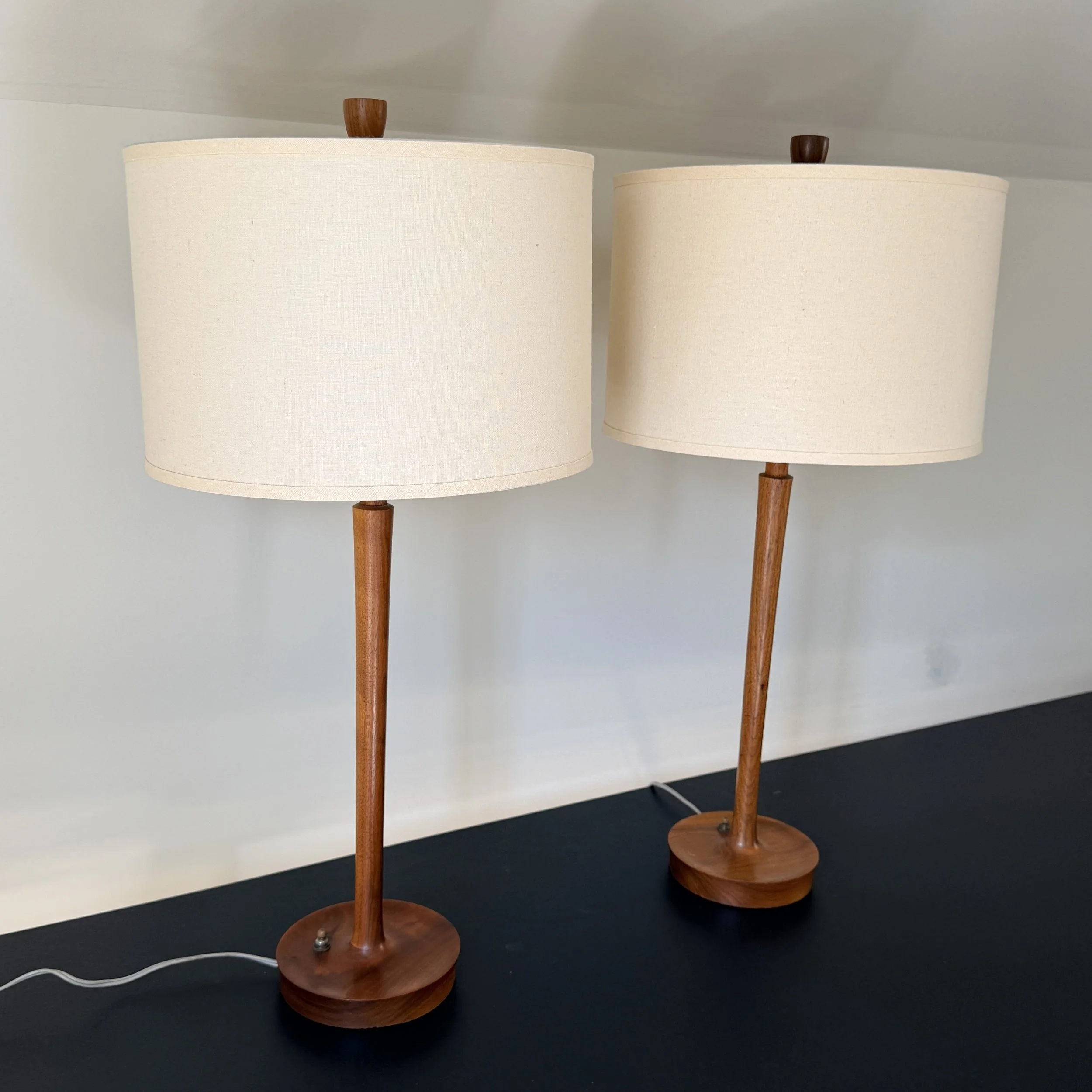 Pair of Mid Century Wood Table Lamps