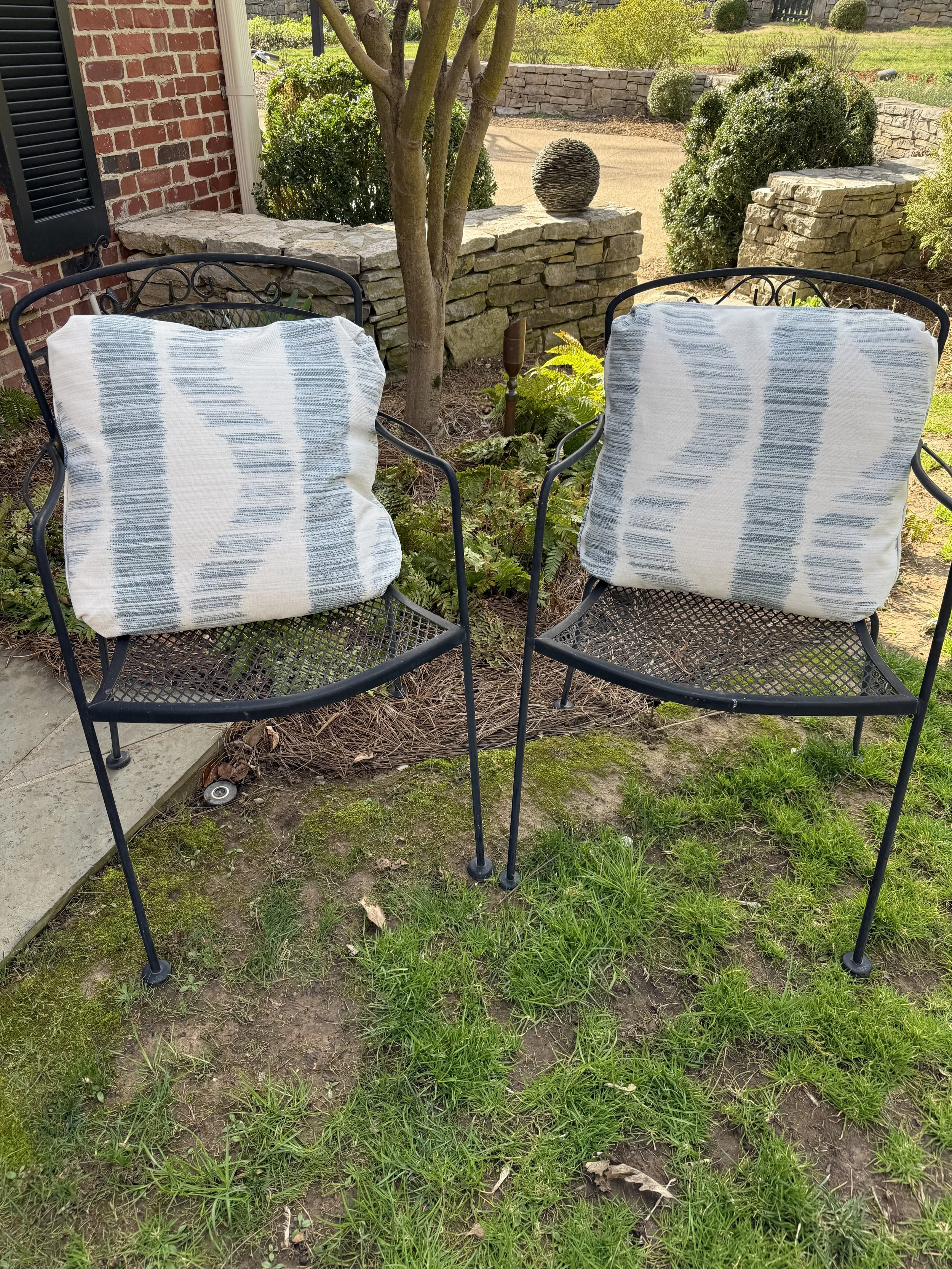 Pair of Indoor Outdoor Pillows in Ikat Indigo Blue - NASHVILLE