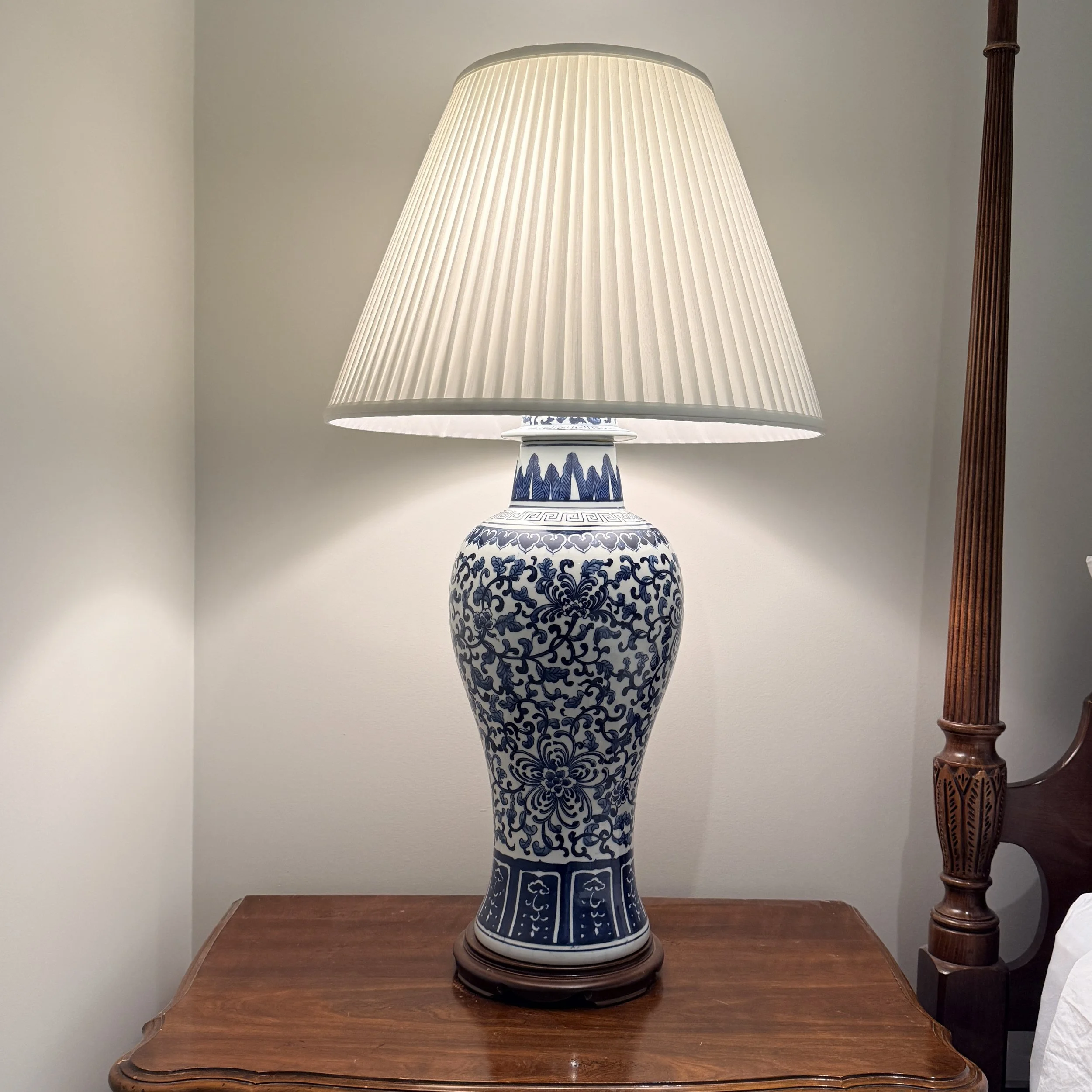 Tall Blue and White Ginger Jar Lamp--two available