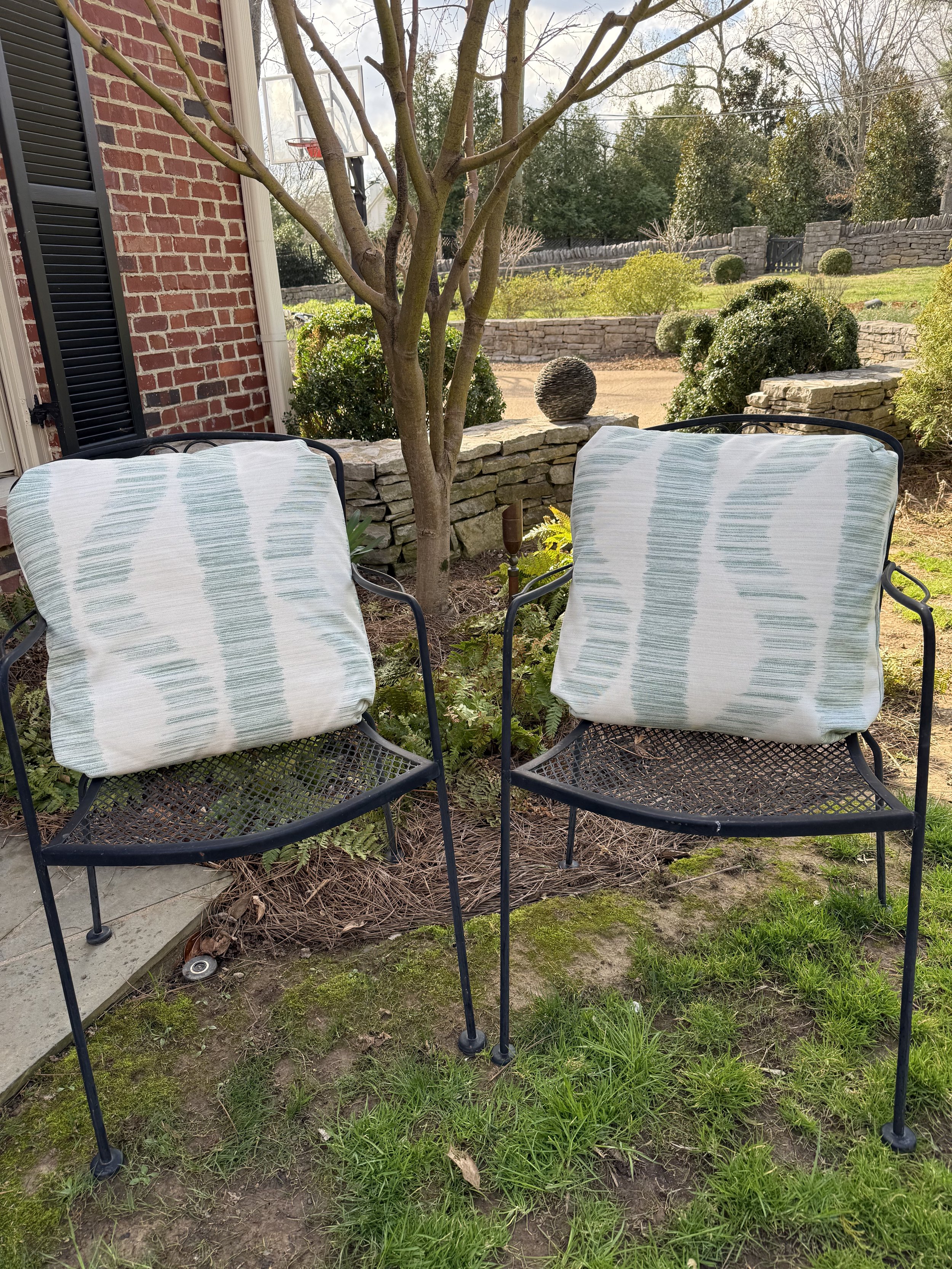 Pair of Indoor Outdoor Pillows in Ikat Green - NASHVILLE