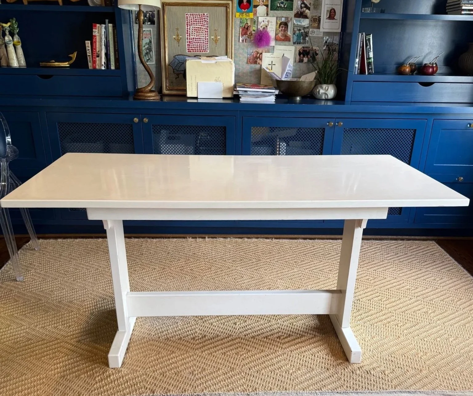 White Laquered Trestle Table - NASHVILLE