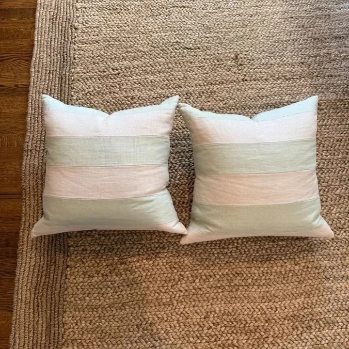 Pair of Mint and Cream Pillows by Ryan Studios