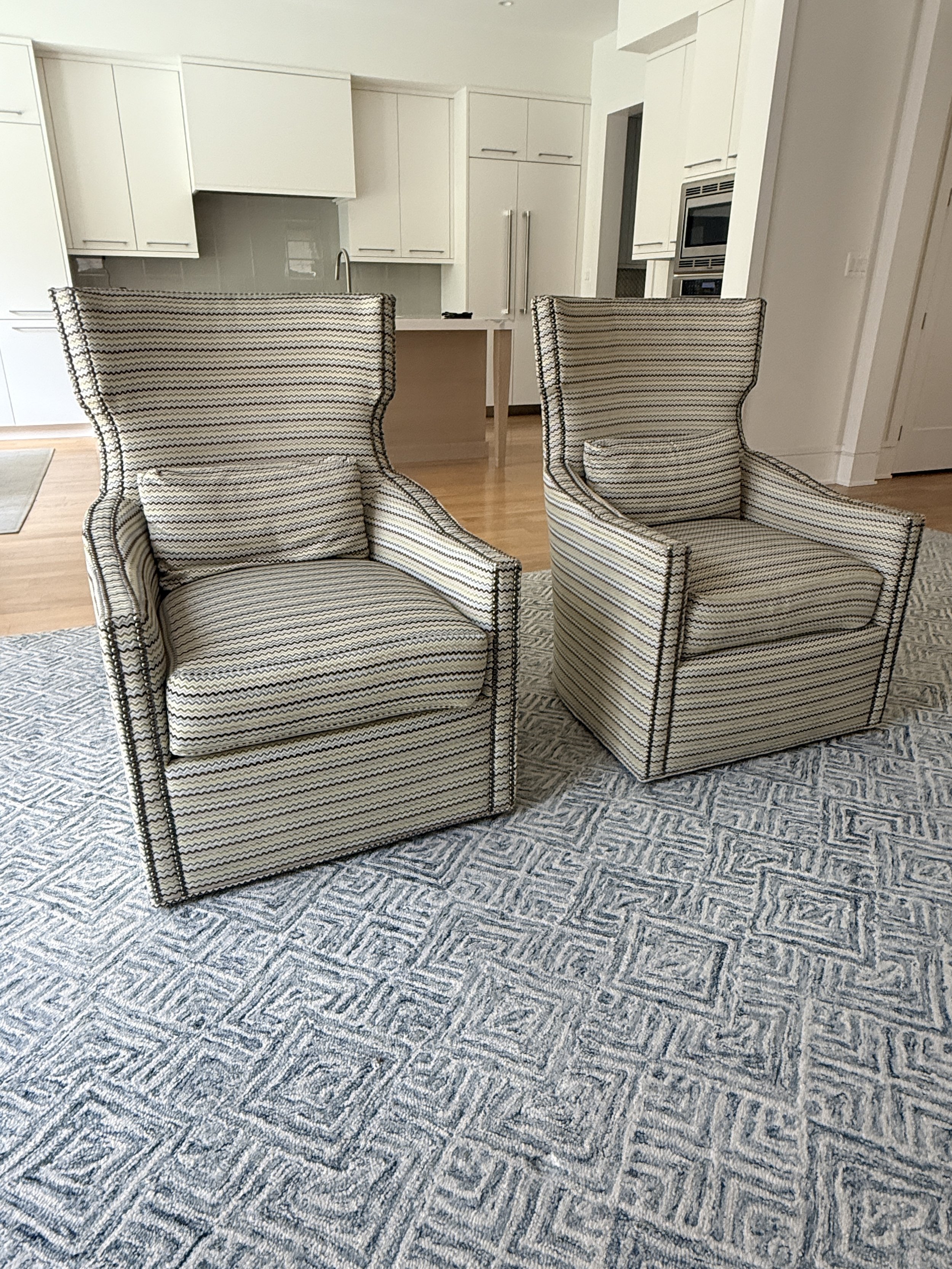 Pair Duralee Swivel Chairs 