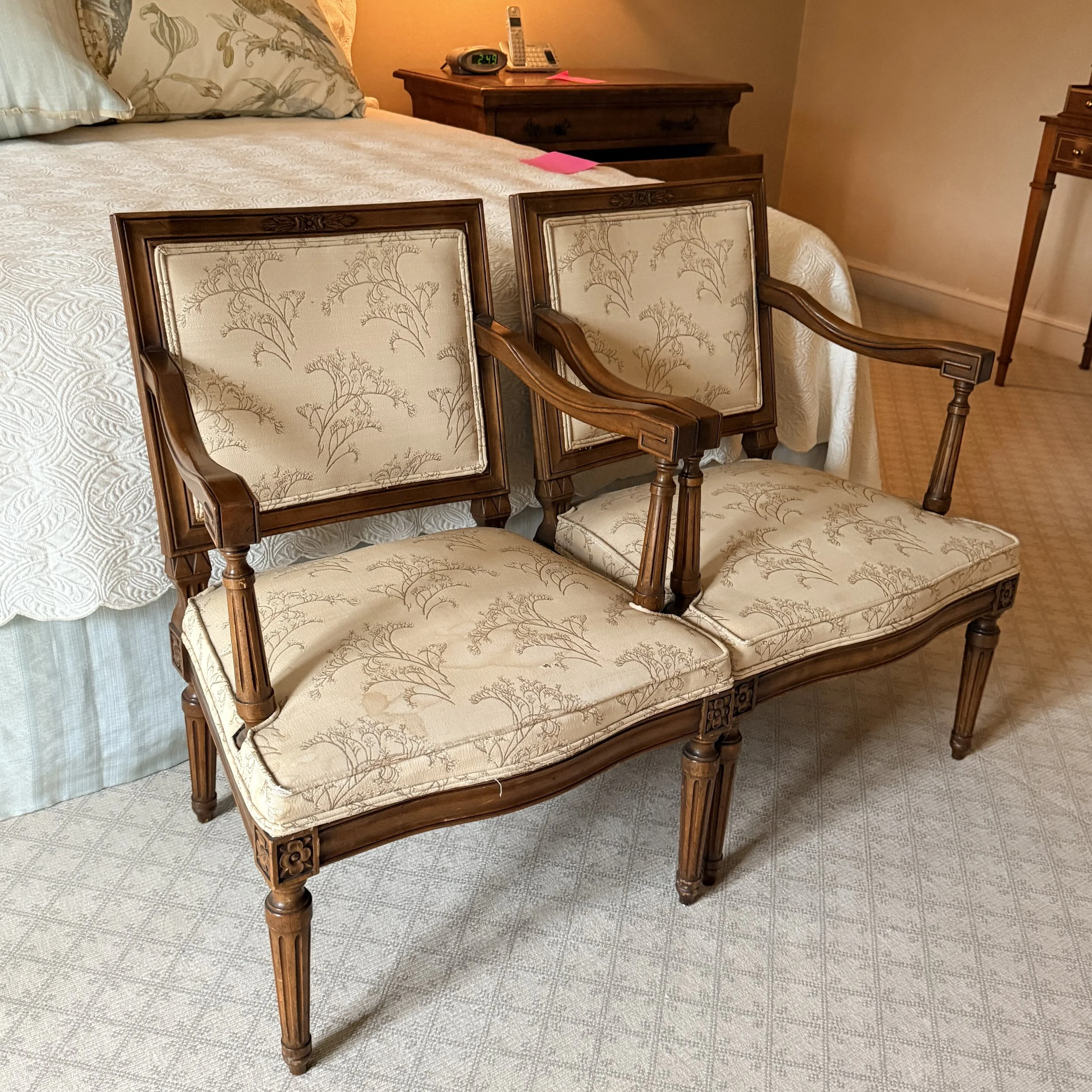 Pair of Petite Wood Framed Chairs