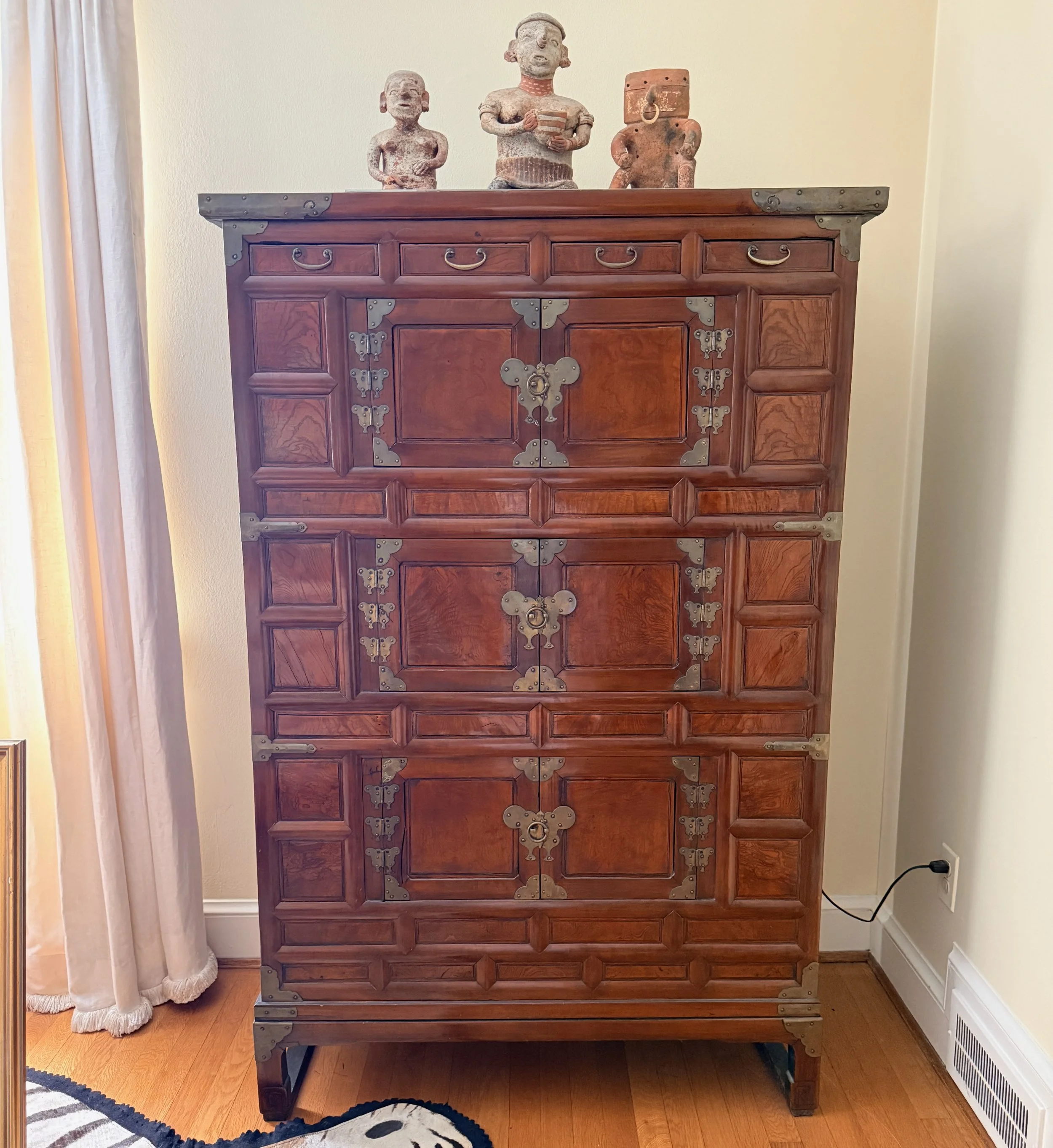 Tall Antique Korean Bandaji Chest with Butterfly Clasps