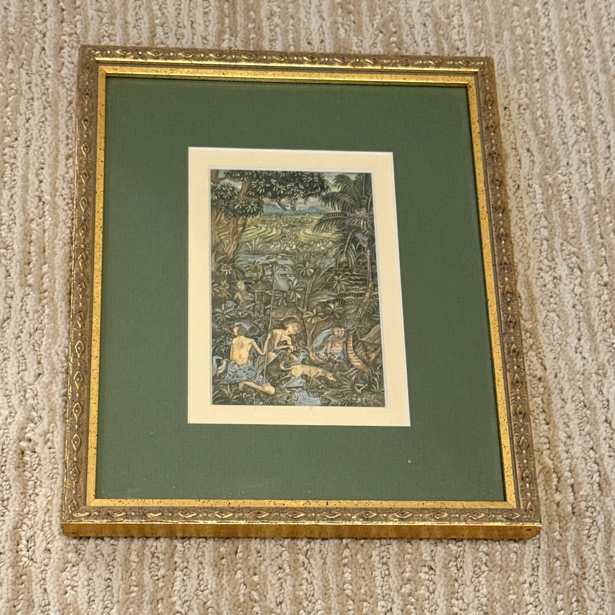 Small Indonesian Batuan Bali Ink & Watercolor Allegorical Painting