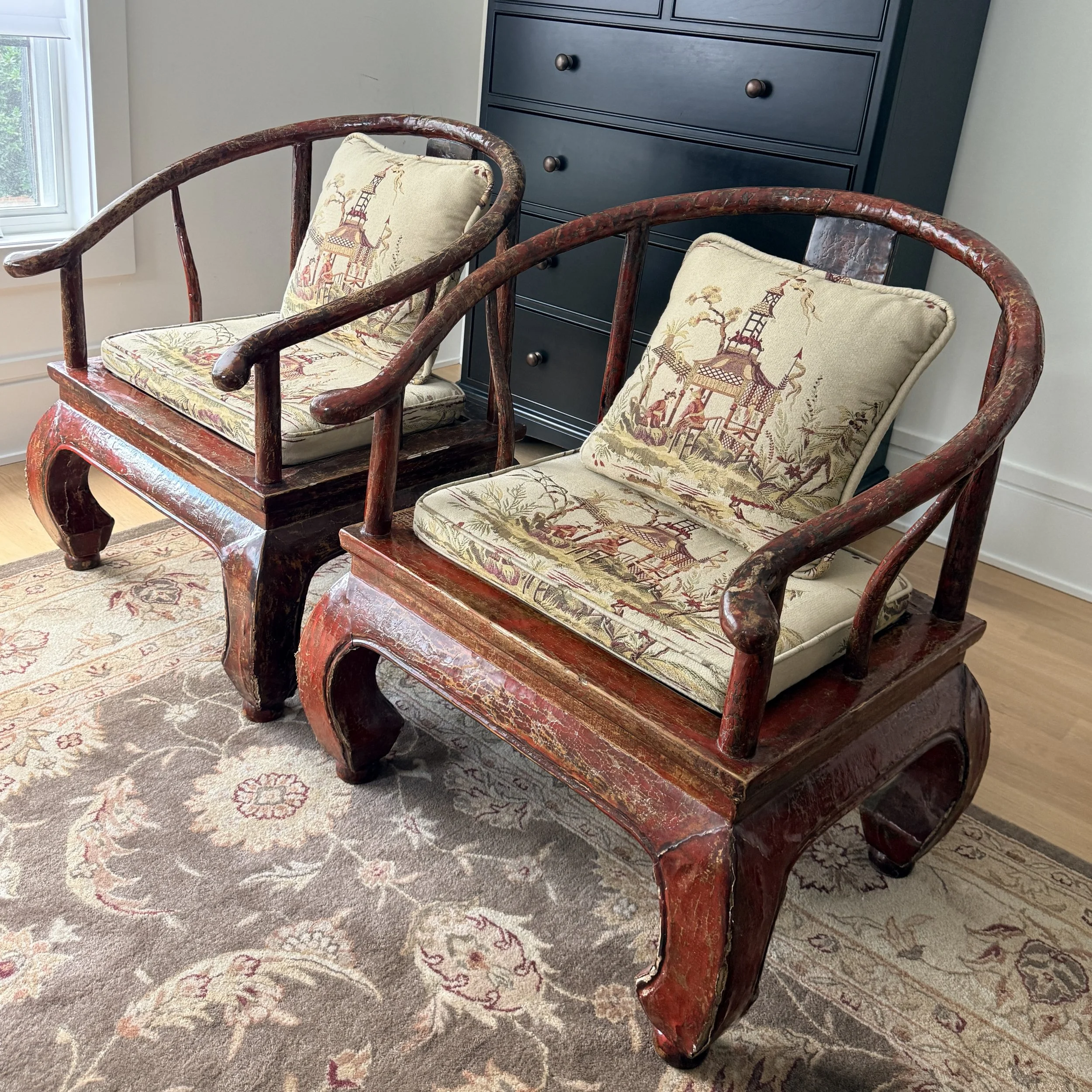 Pair of 19th Century Horseshoe Chairs