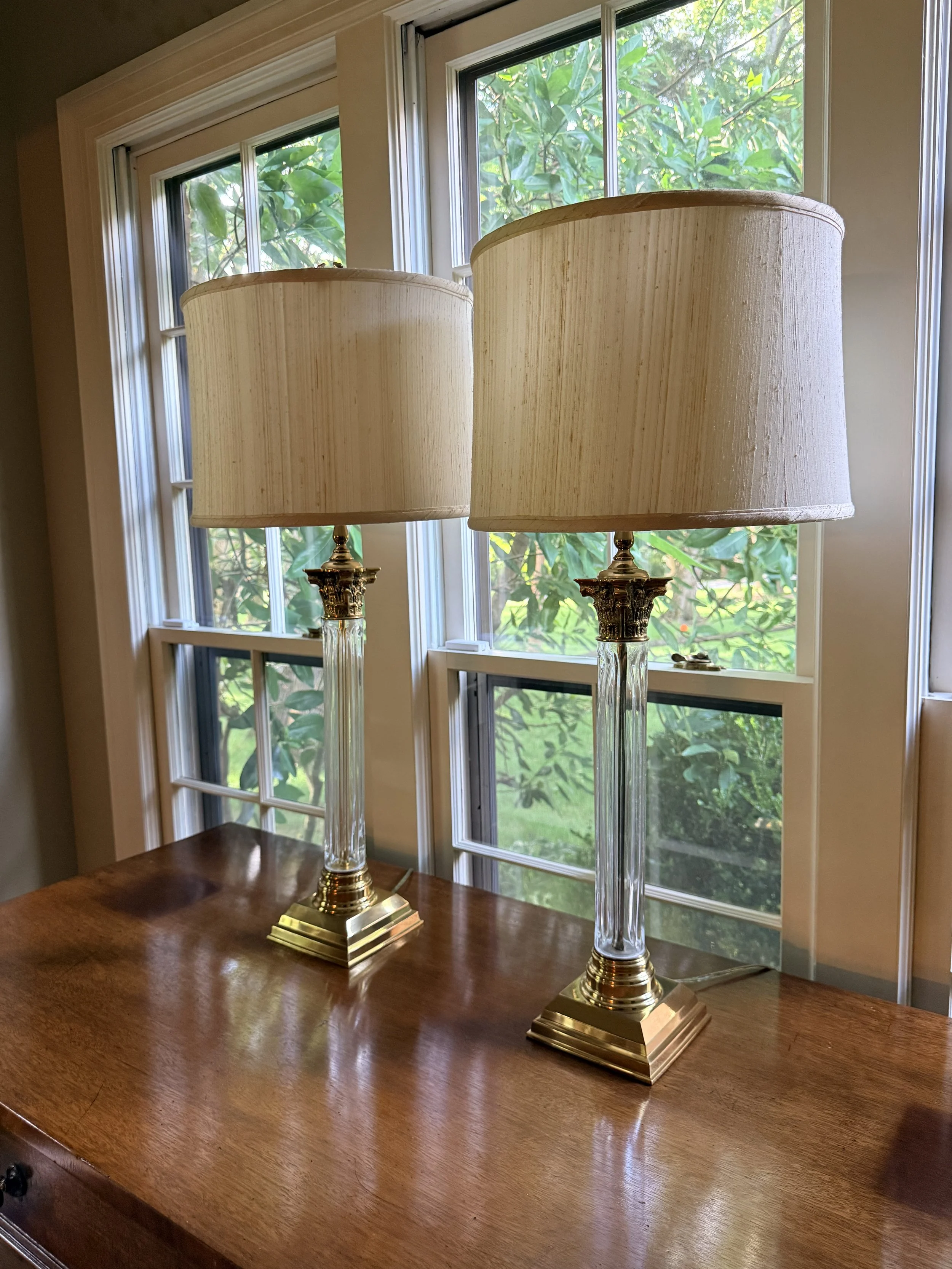 Pair of Remington Crystal Column Lamps - NASHVILLE