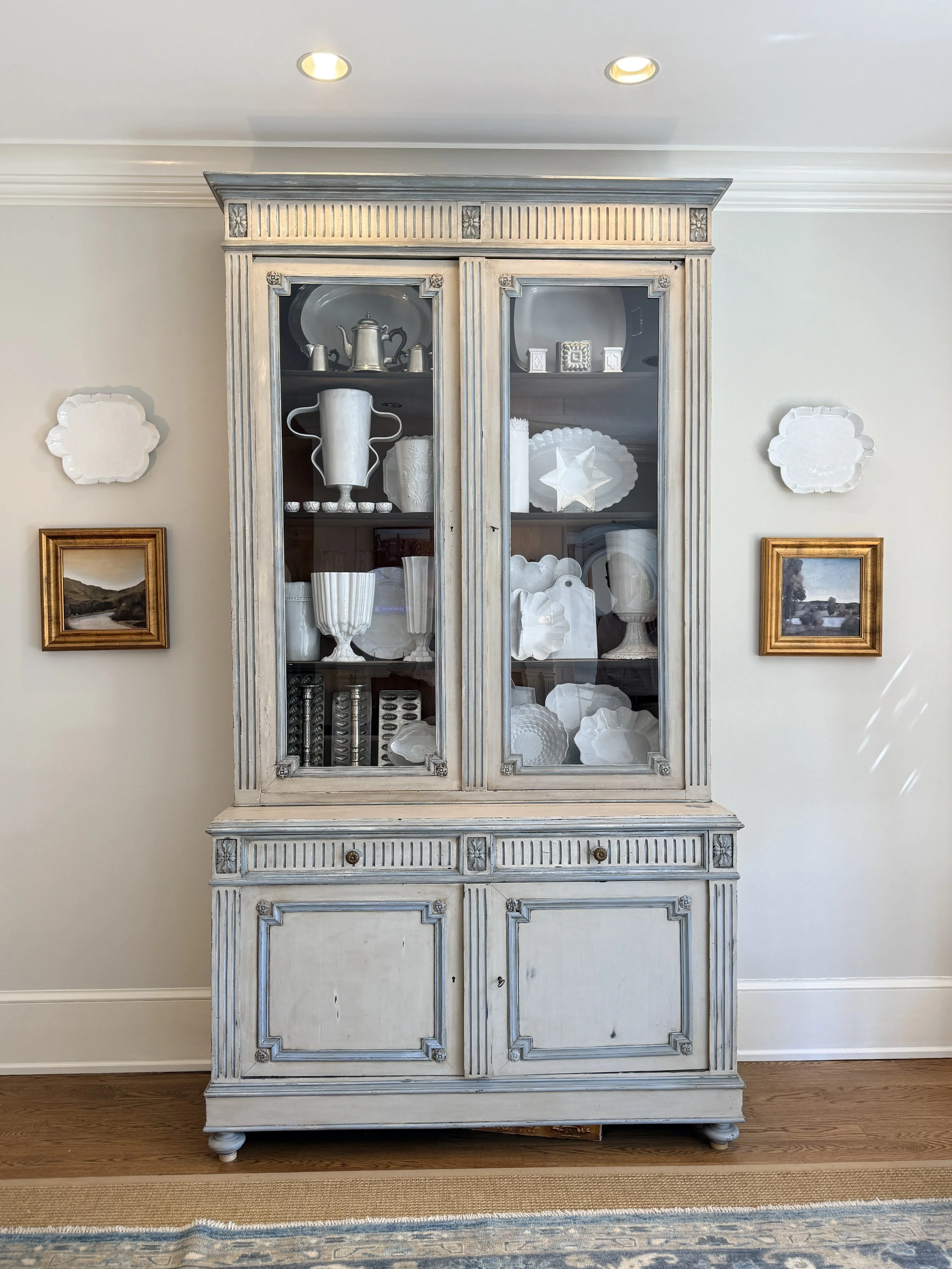 French Hand Carved Painted  Buffet à Deux Corps