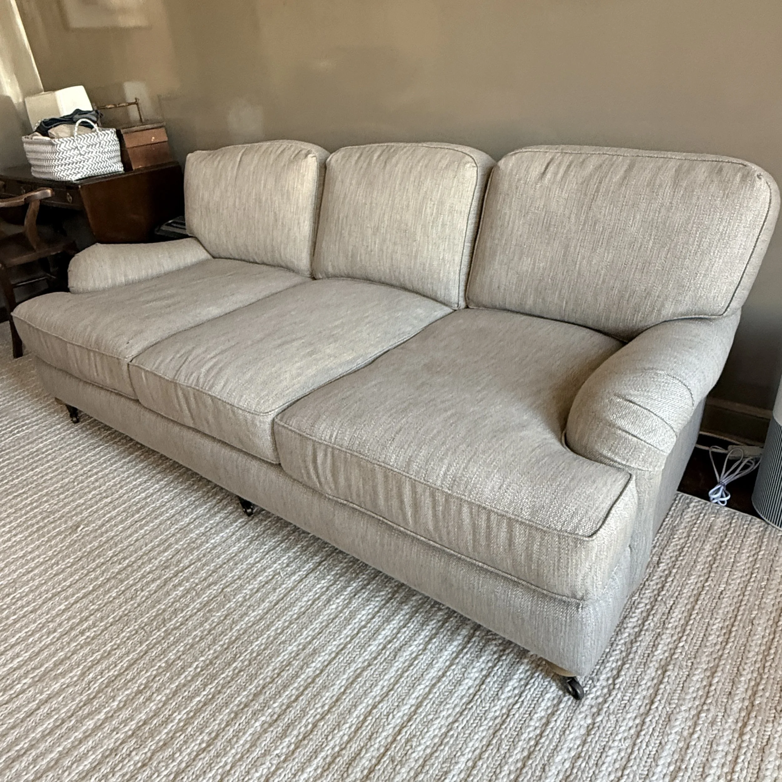 RH English Roll Arm Three Seat Sofa